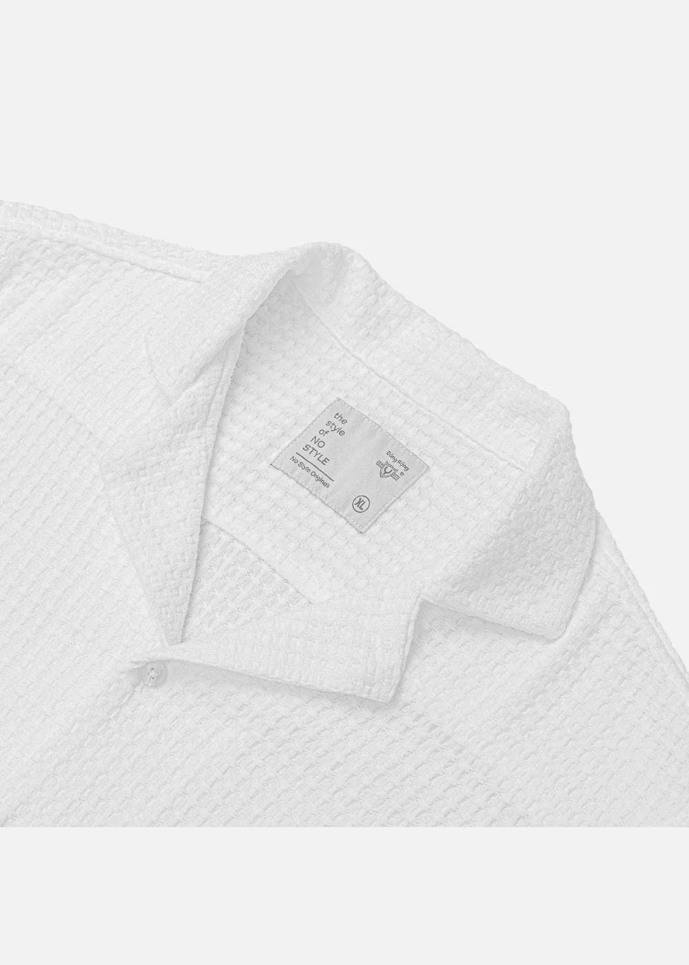 Áo Sơ Mi Cuban Họa Tiết Nổi Thoáng Mát No Style M145 Trắng - YaMe.vn