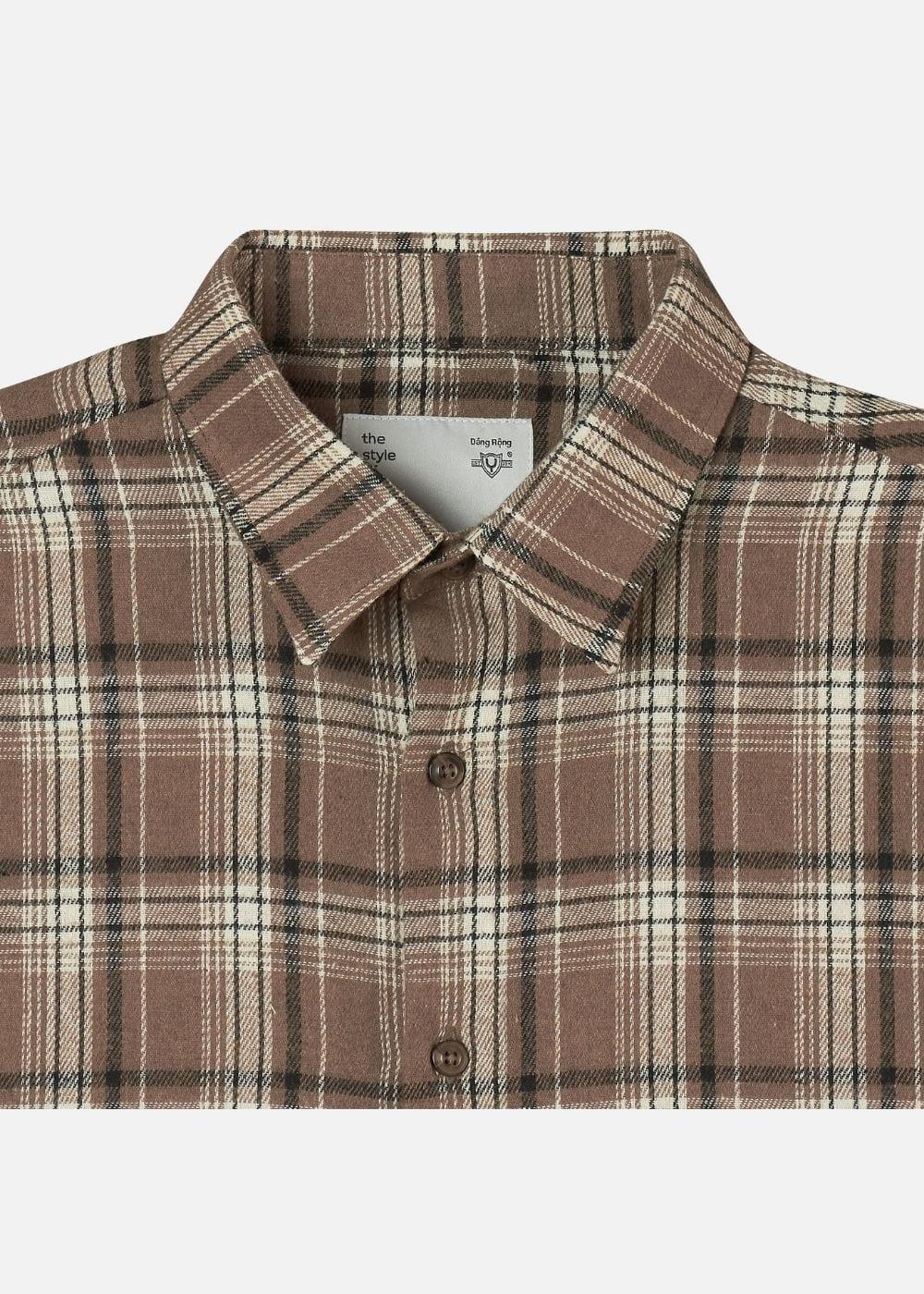Áo Sơ Mi Caro Tay Dài Mềm Mịn No Style M62 Nâu - YaMe.vn