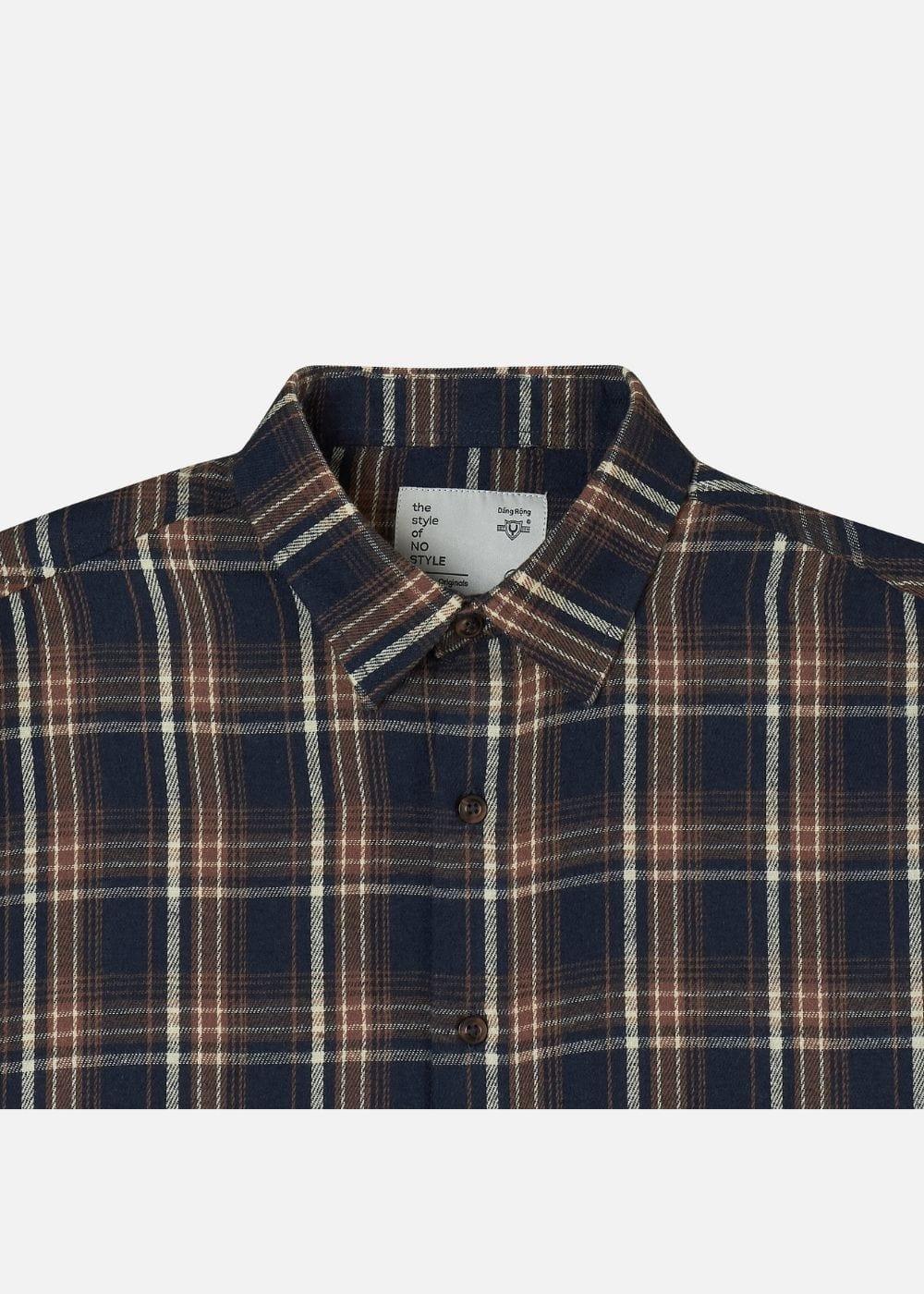 Áo Sơ Mi Caro Tay Dài Mềm Mịn No Style M62 Xanh Dương Nâu - YaMe.vn