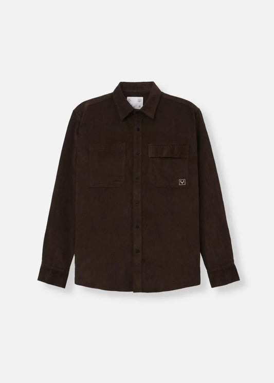 Áo Sơ Mi Tay Dài Vải Corduroy Ít Nhăn No Style M65 Nâu Đậm - YaMe.vn
