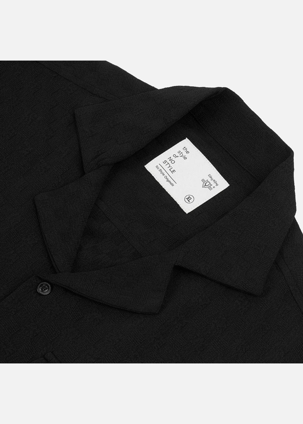 Áo Sơ Mi Cuban Họa Tiết Nổi Co Giãn No Style M82 Đen - YaMe.vn