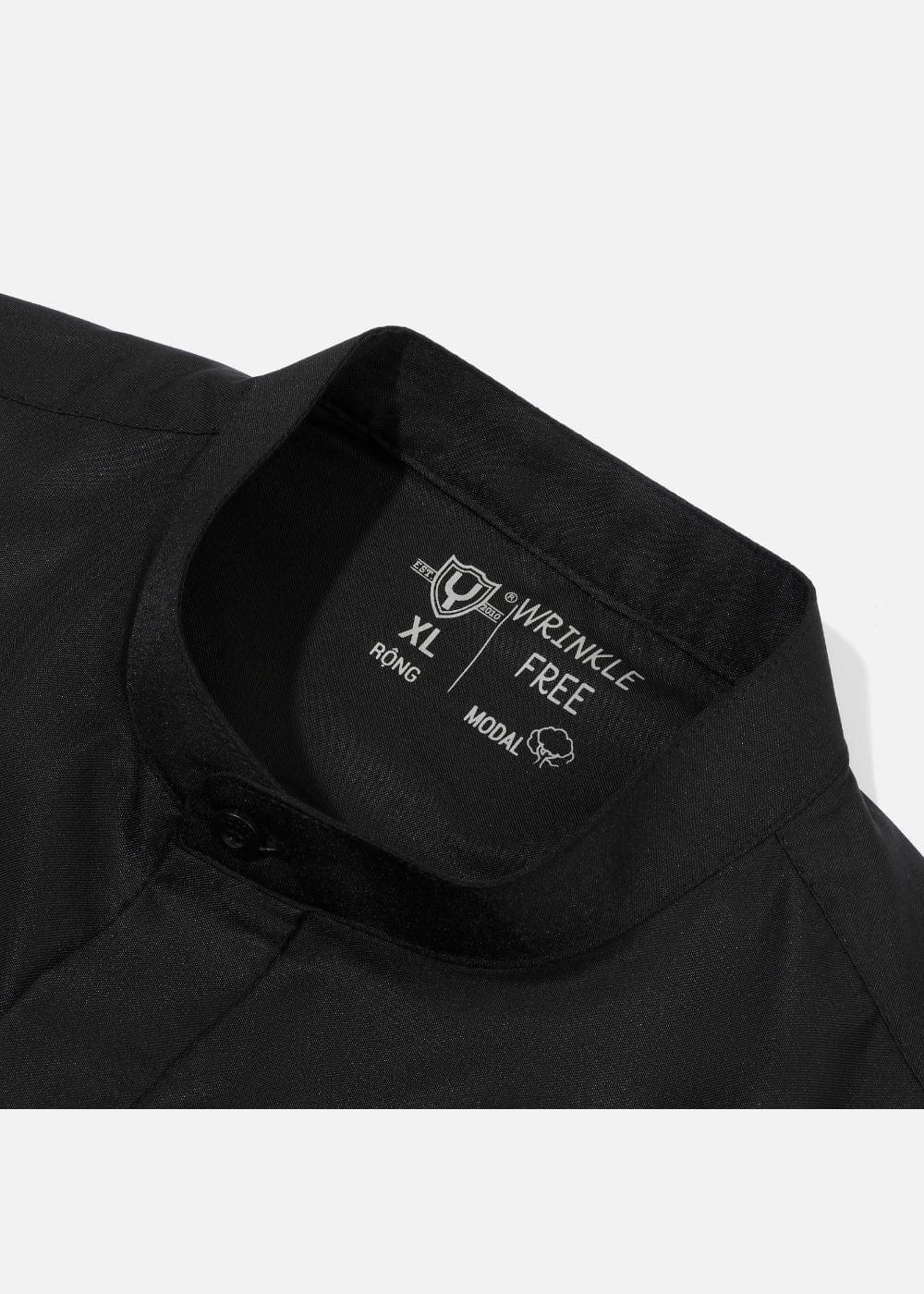 Áo Sơ Mi Cổ Trụ Vải Modal Mềm Mịn Ít Nhăn Non Branded 38 Đen - YaMe.vn