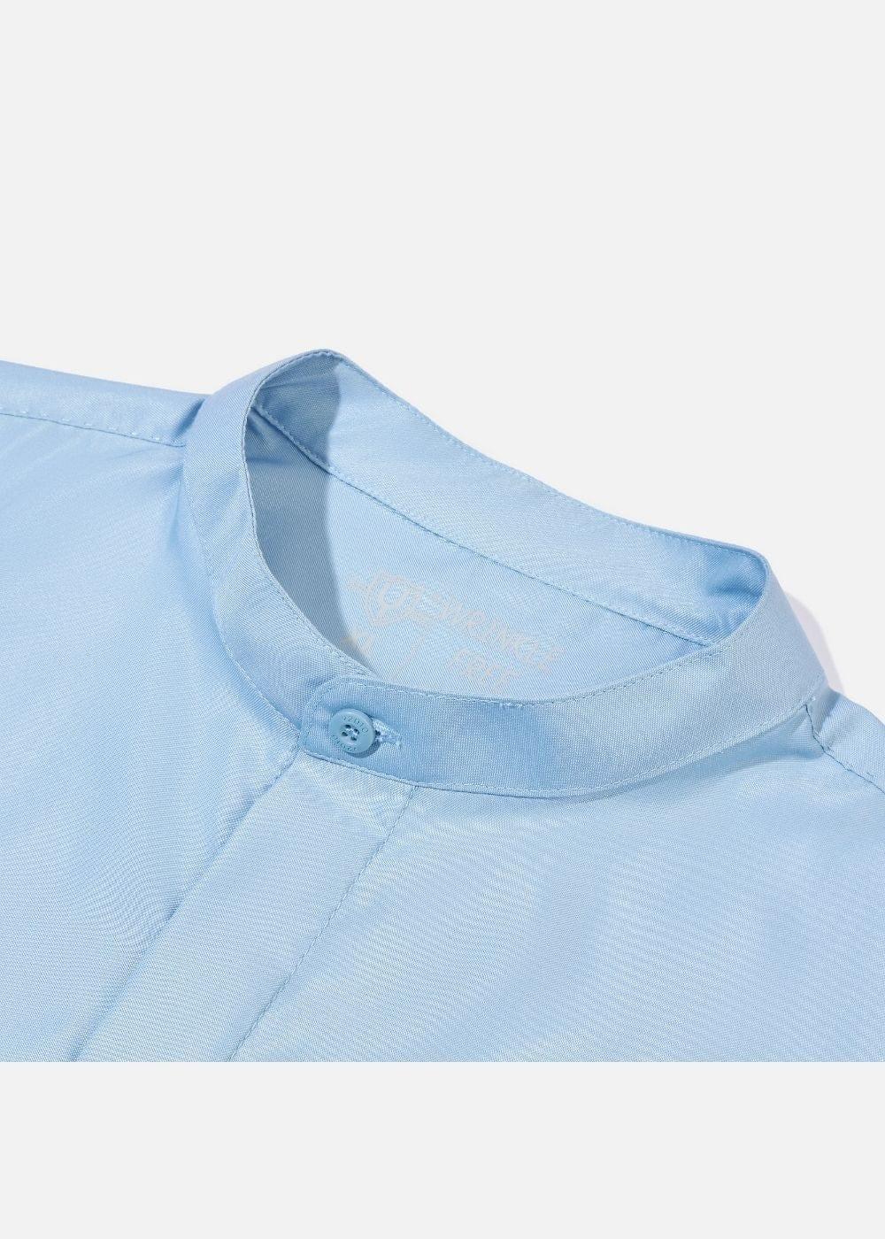 Áo Sơ Mi Cổ Trụ Vải Modal Mềm Mịn Ít Nhăn Non Branded 38 Xanh Dương Nhạt - YaMe.vn