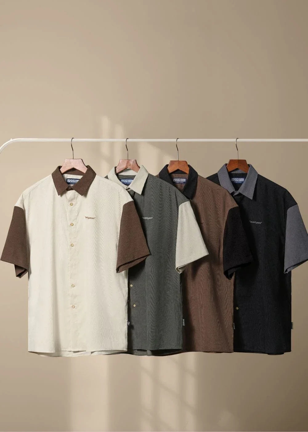 Áo Sơ Mi Tay Ngắn Vải Nhung Corduroy Retro Ít Nhăn Seventy Seven 22 Nâu Nhạt - YaMe.vn
