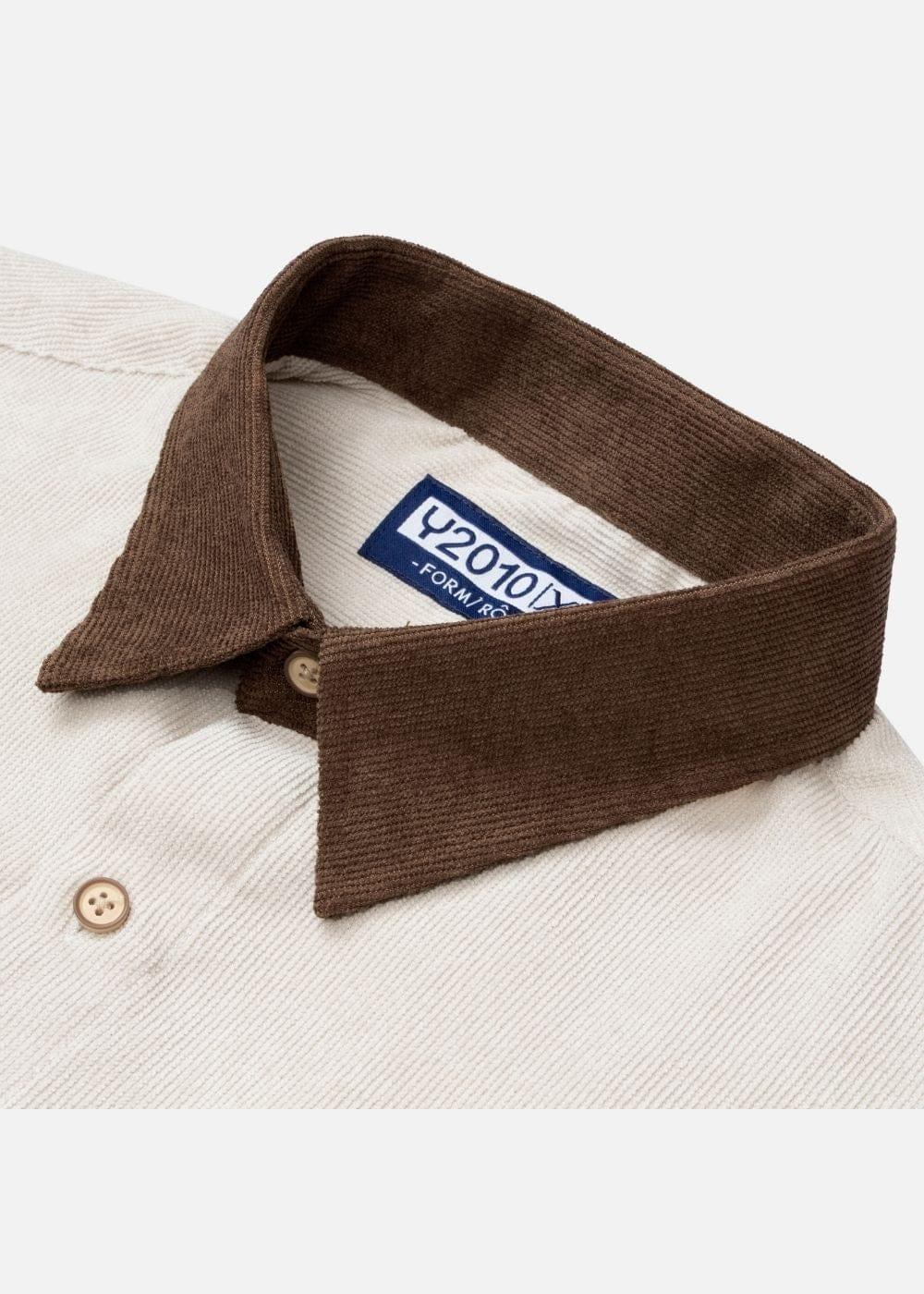 Áo Sơ Mi Tay Ngắn Vải Nhung Corduroy Retro Ít Nhăn Seventy Seven 22 Nâu Nhạt - YaMe.vn