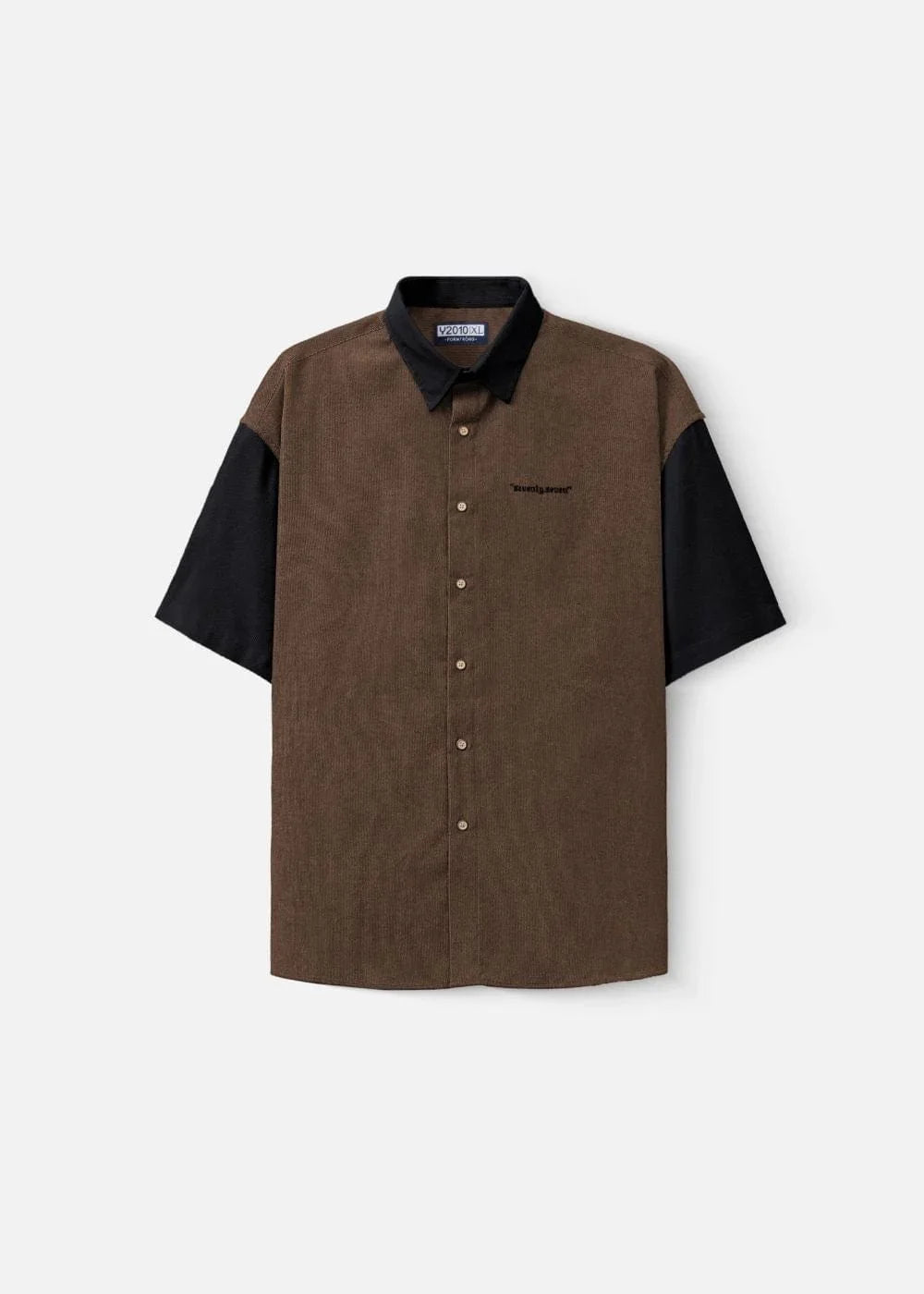 Áo Sơ Mi Tay Ngắn Vải Nhung Corduroy Retro Ít Nhăn Seventy Seven 22 Nâu Đen - YaMe.vn