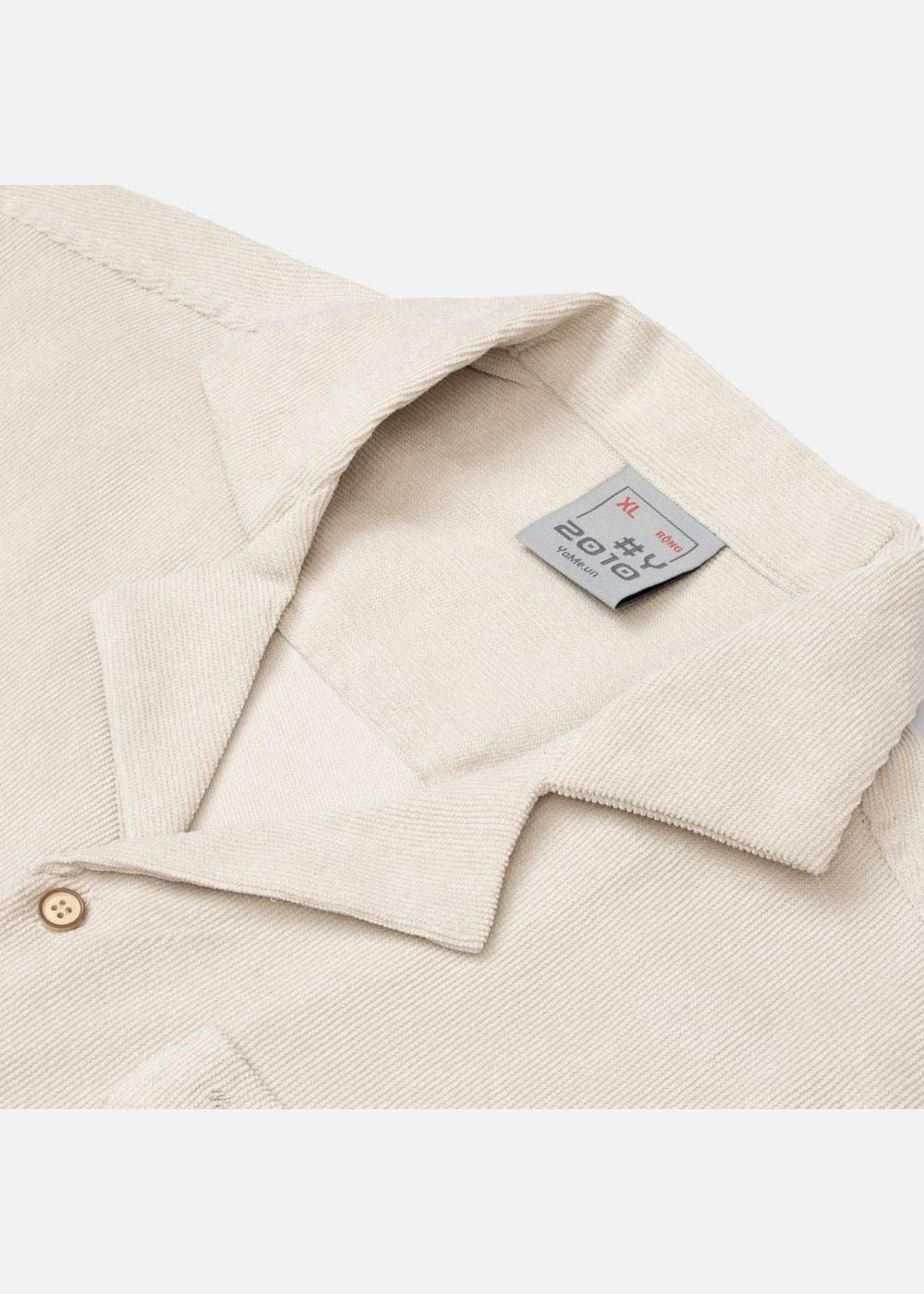 Áo Sơ Mi Cuban Corduroy Ít Nhăn Seventy Seven 23 Nâu Nhạt - YaMe.vn