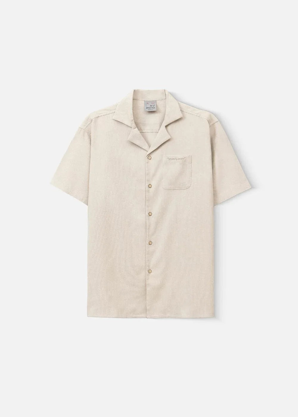 Áo Sơ Mi Cuban Corduroy Ít Nhăn Seventy Seven 23 Nâu Nhạt - YaMe.vn