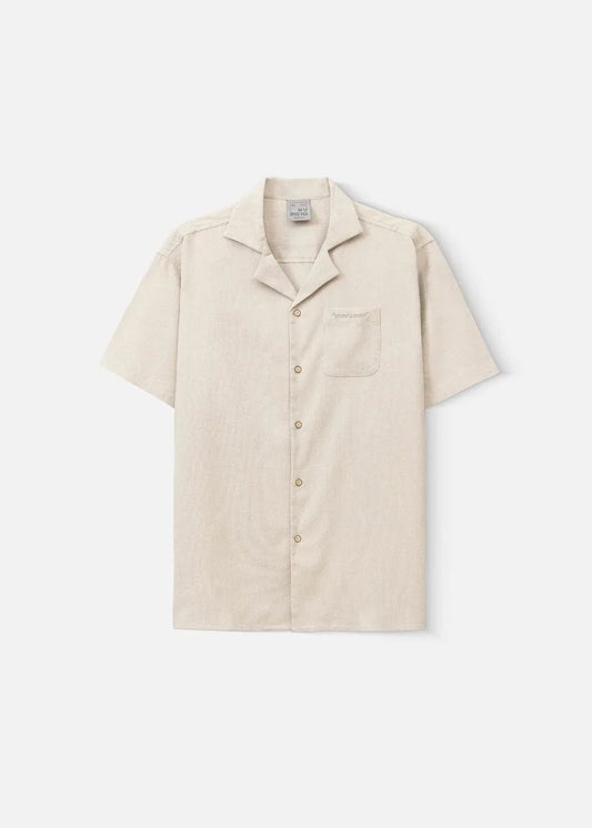 Áo Sơ Mi Cuban Corduroy Ít Nhăn Seventy Seven 23 Nâu Nhạt - YaMe.vn