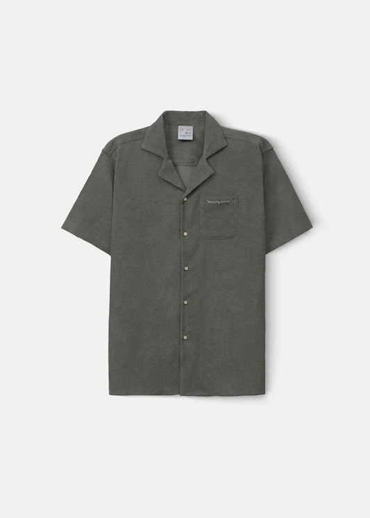 Áo Sơ Mi Cuban Corduroy Ít Nhăn Seventy Seven 23 Xanh Lá Đậm - YaMe.vn