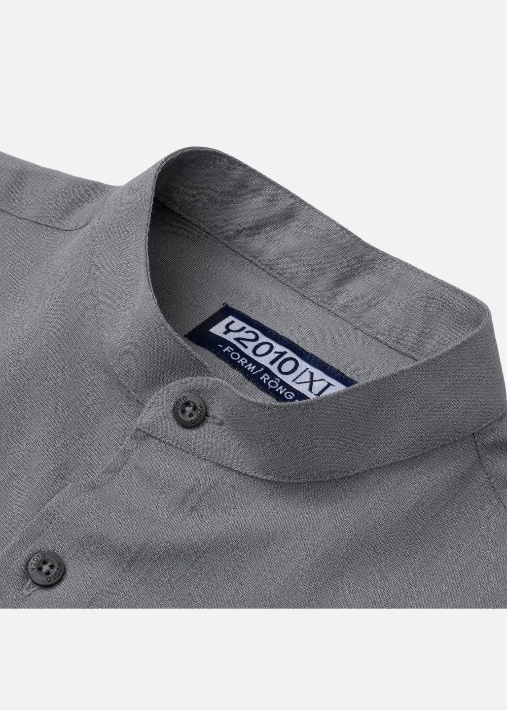 Áo Sơ Mi Cổ Trụ Linen Thoáng mát Seventy Seven 24 Xám - YaMe.vn