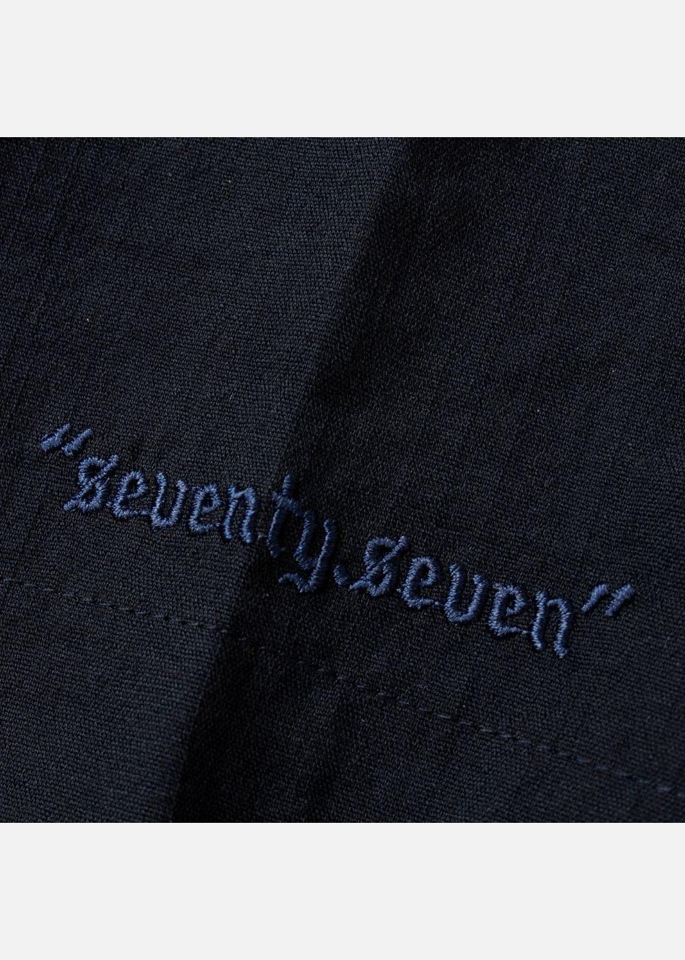 Áo Sơ Mi Cổ Trụ Linen Thoáng mát Seventy Seven 24 Xanh Dương Đậm - YaMe.vn