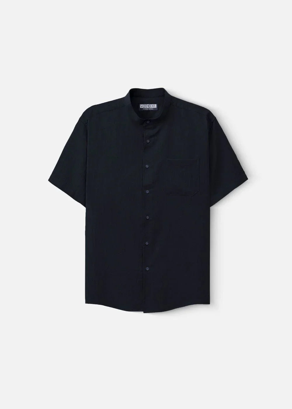 Áo Sơ Mi Cổ Trụ Linen Thoáng mát Seventy Seven 24 Xanh Dương Đậm - YaMe.vn