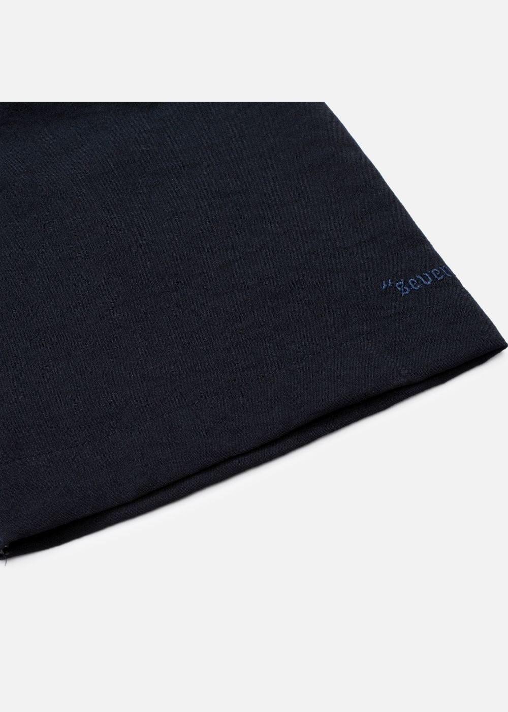 Áo Sơ Mi Cổ Trụ Linen Thoáng mát Seventy Seven 24 Xanh Dương Đậm - YaMe.vn