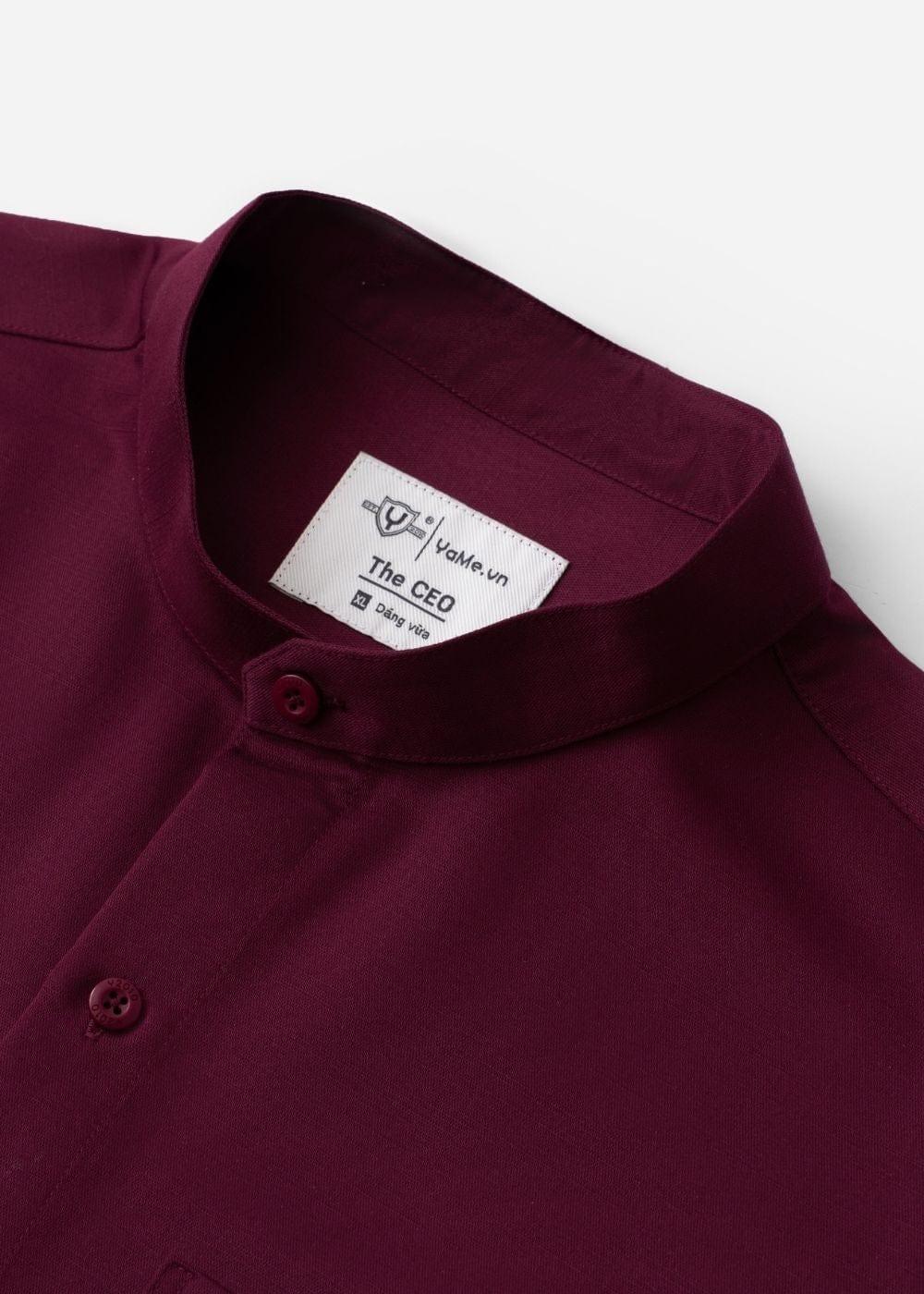 Áo Sơ Mi Tay Dài Slubbed Bamboo The CEO 009 Đỏ Đậm - YaMe.vn