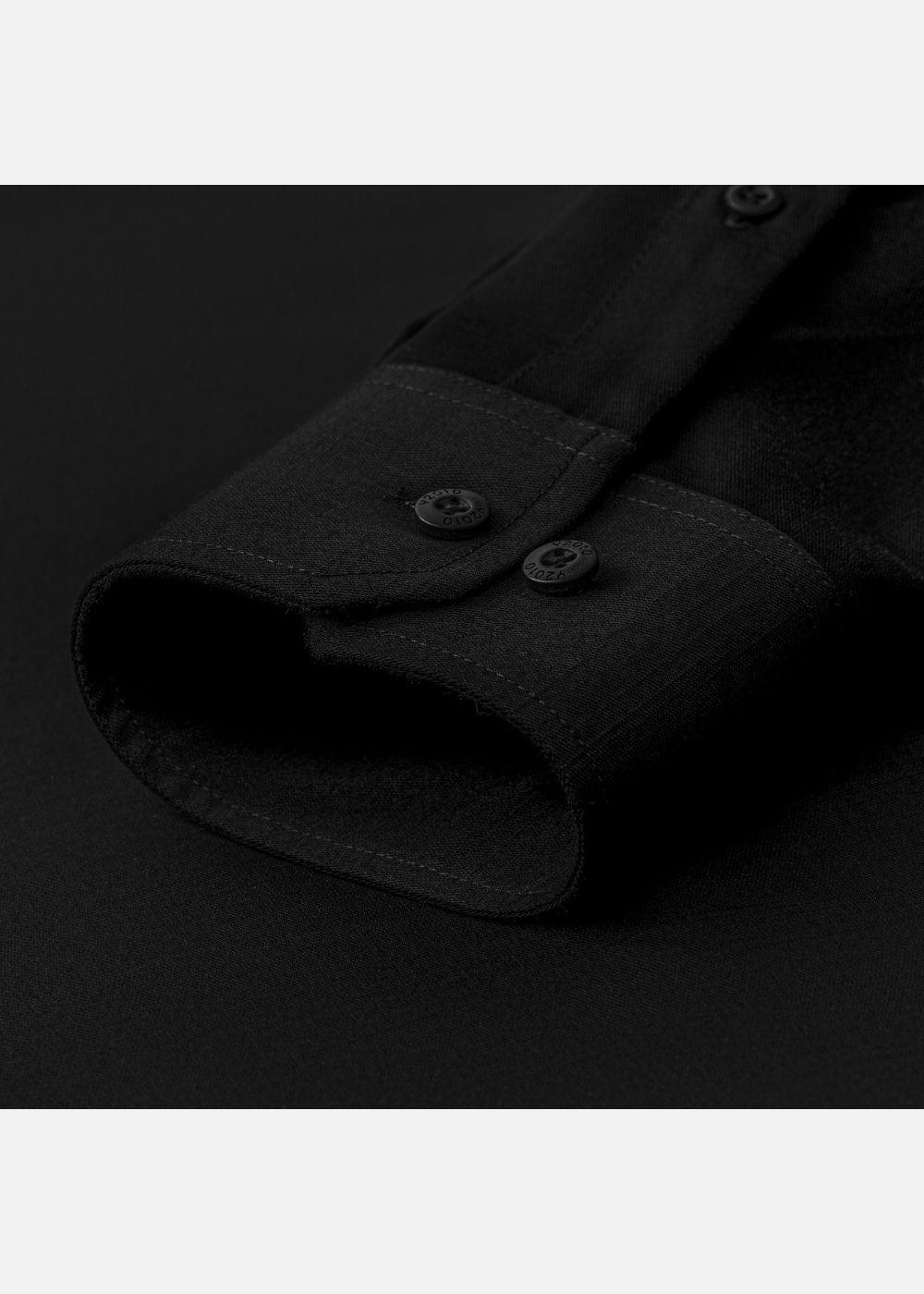 Áo Sơ Mi Tay Dài Slubbed Bamboo The CEO 009 Đen - YaMe.vn