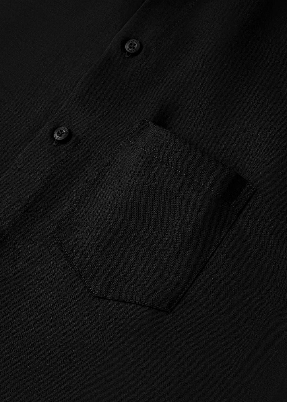 Áo Sơ Mi Tay Dài Slubbed Bamboo The CEO 009 Đen - YaMe.vn