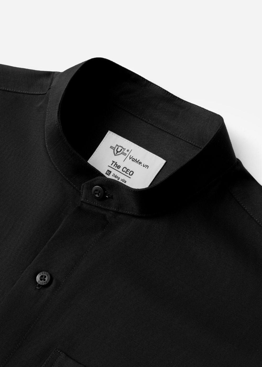 Áo Sơ Mi Tay Dài Slubbed Bamboo The CEO 009 Đen - YaMe.vn