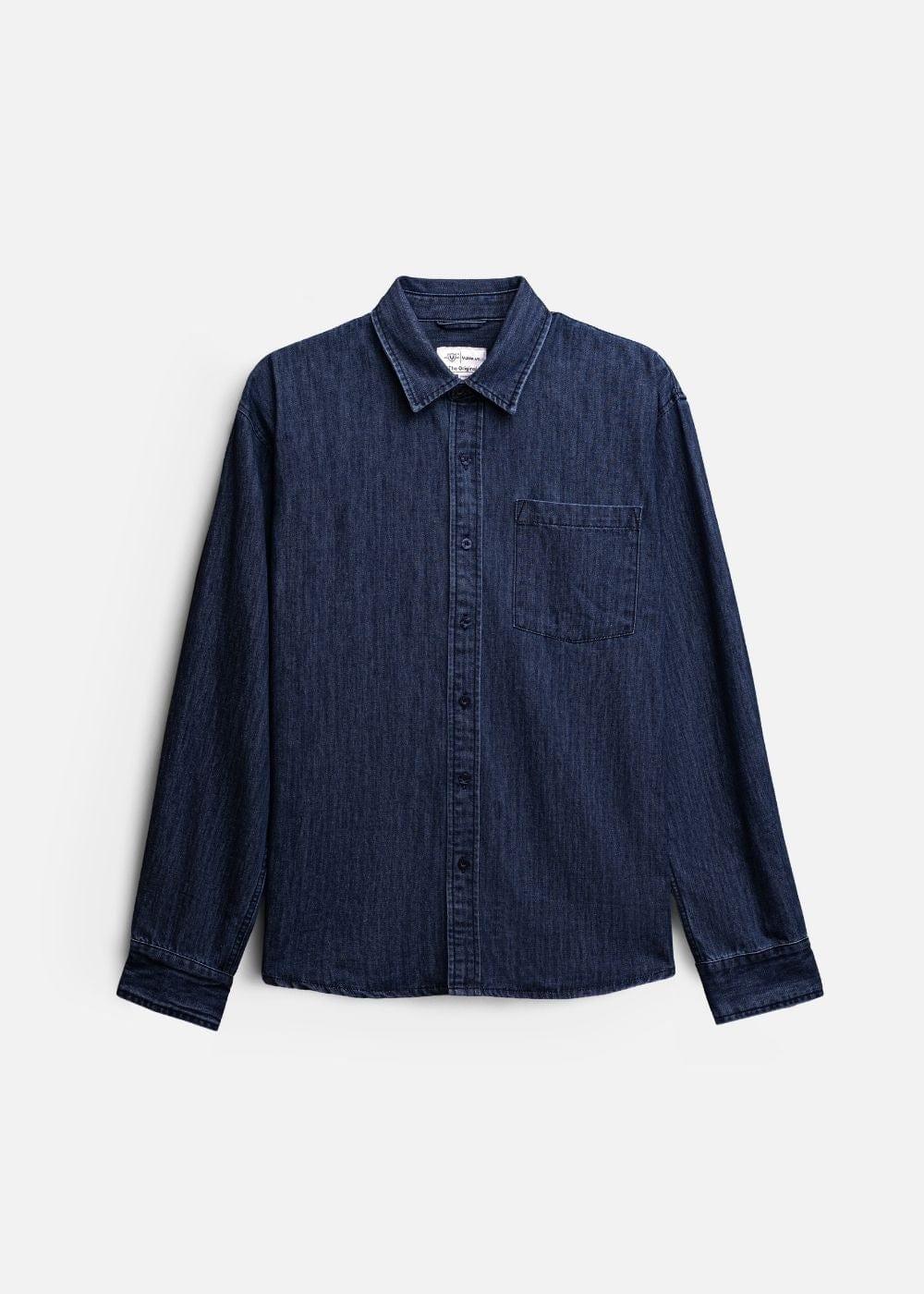 Áo Sơ Mi Jean Tay Dài Oversized The Original M051 Xanh Dương Đậm - YaMe.vn