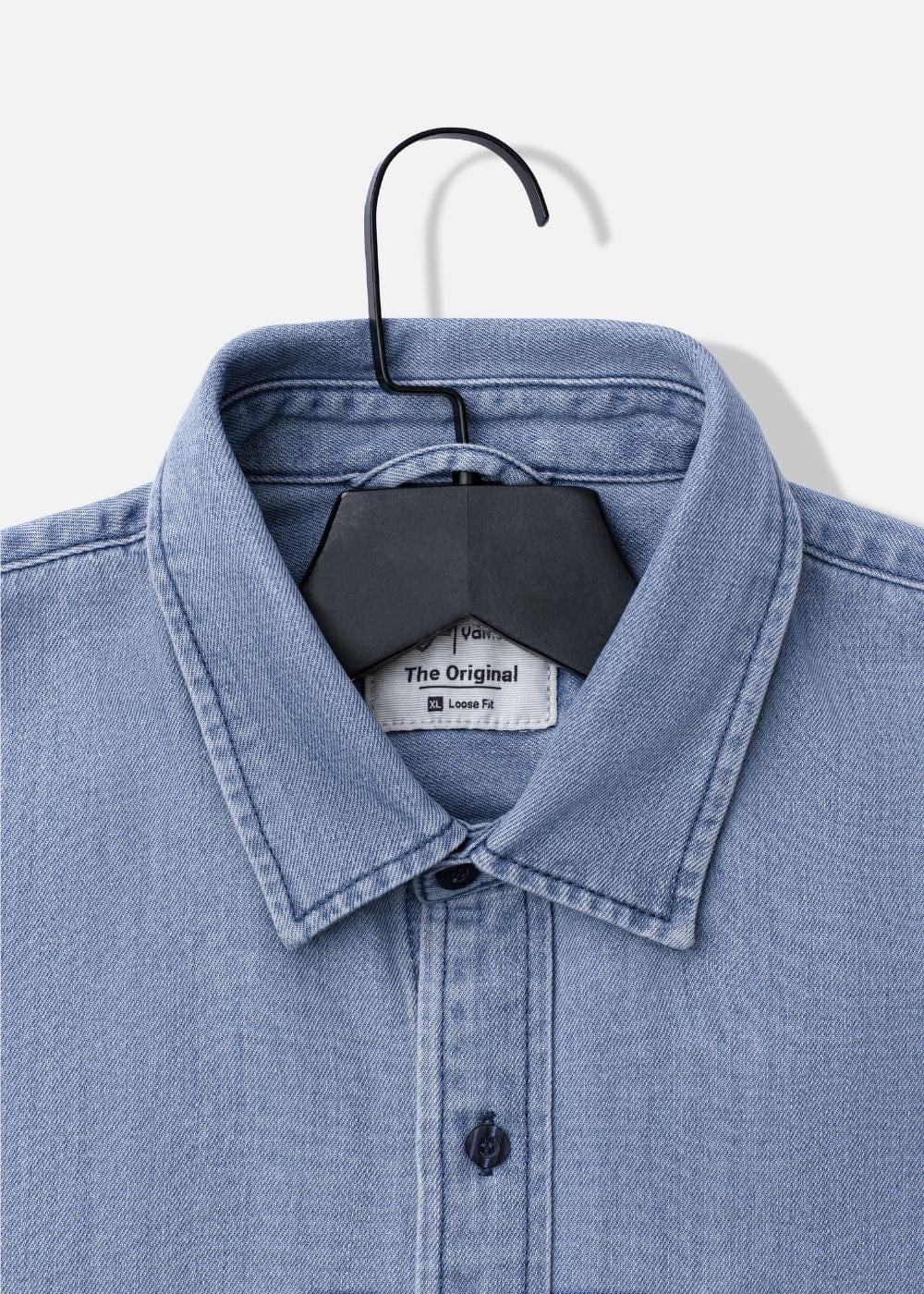 Áo Sơ Mi Jean Tay Dài Oversized The Original M051 Xanh Dương Nhạt - YaMe.vn