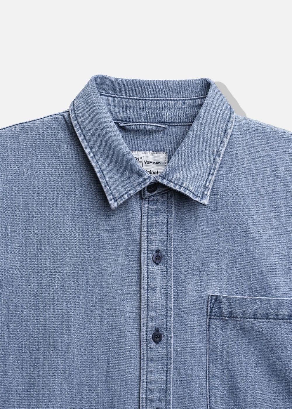 Áo Sơ Mi Jean Tay Dài Oversized The Original M051 Xanh Dương Nhạt - YaMe.vn