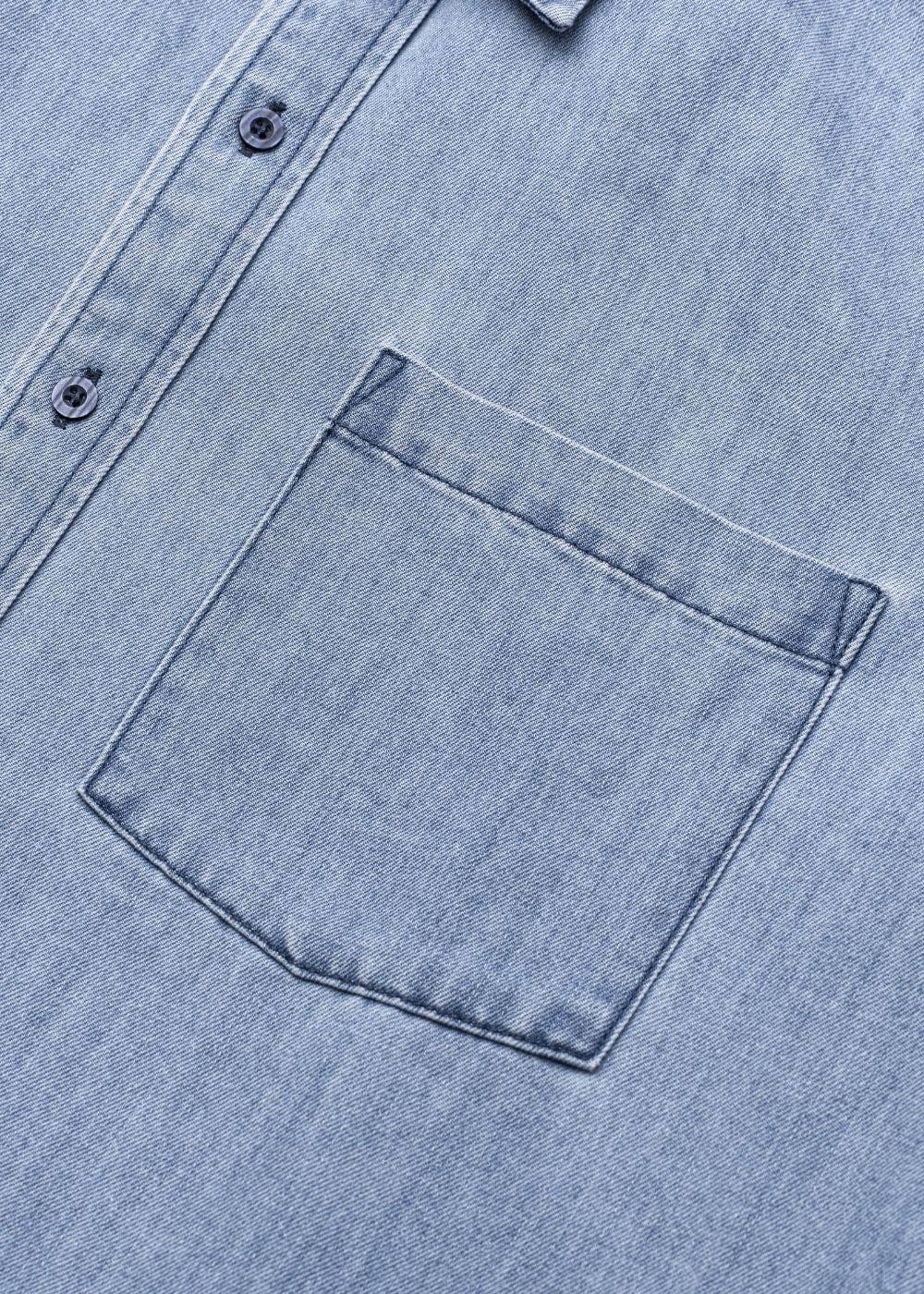 Áo Sơ Mi Jean Tay Dài Oversized The Original M051 Xanh Dương Nhạt - YaMe.vn