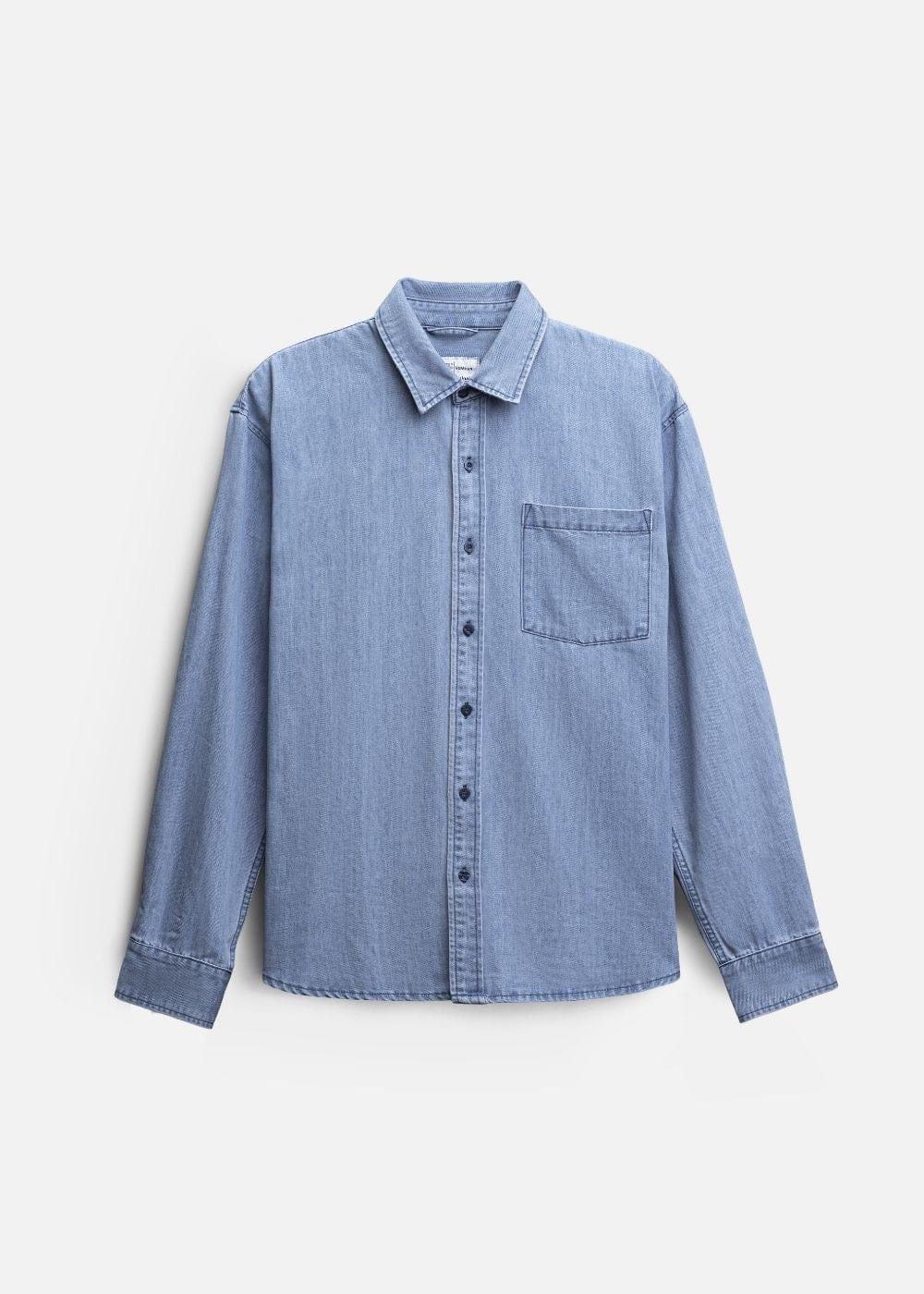 Áo Sơ Mi Jean Tay Dài Oversized The Original M051 Xanh Dương Nhạt - YaMe.vn