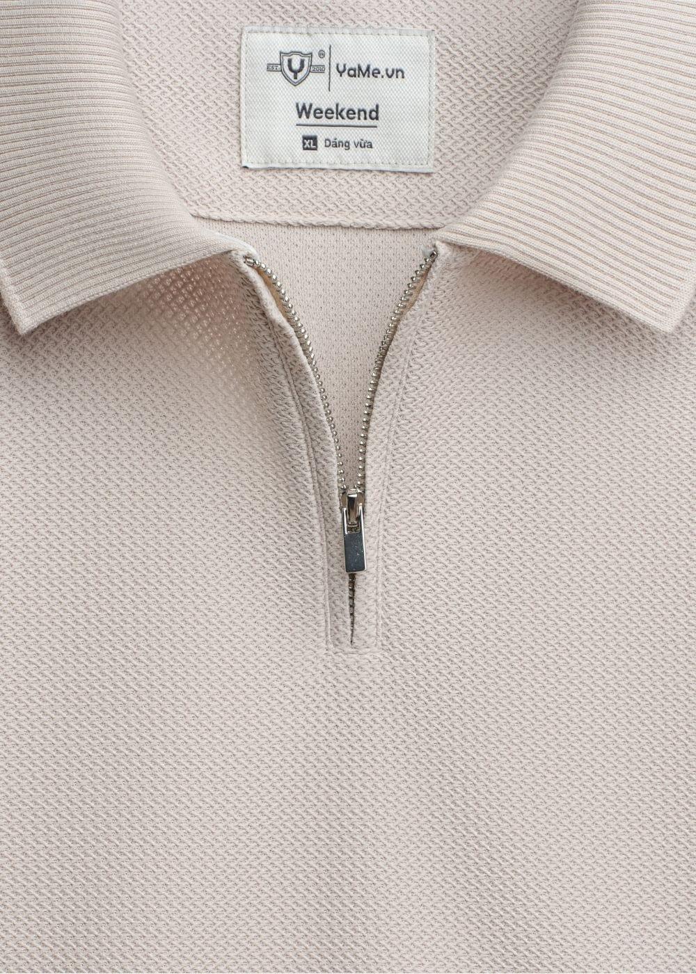 Áo Thun Polo Mesh Jacquard Thoáng Khí The Weekend 032 Be - YaMe.vn