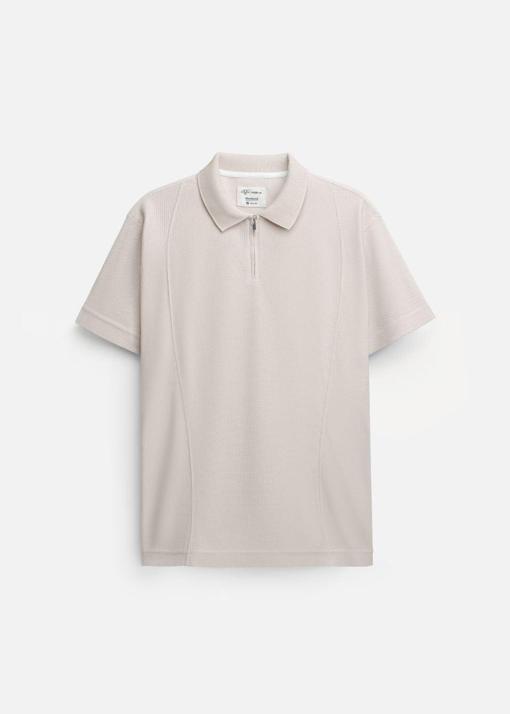 Áo Thun Polo Mesh Jacquard Thoáng Khí The Weekend 032 Be - YaMe.vn