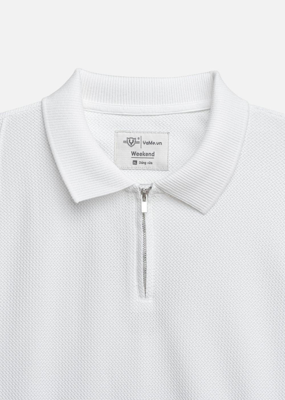 Áo Thun Polo Mesh Jacquard Thoáng Khí The Weekend 032 Trắng - YaMe.vn
