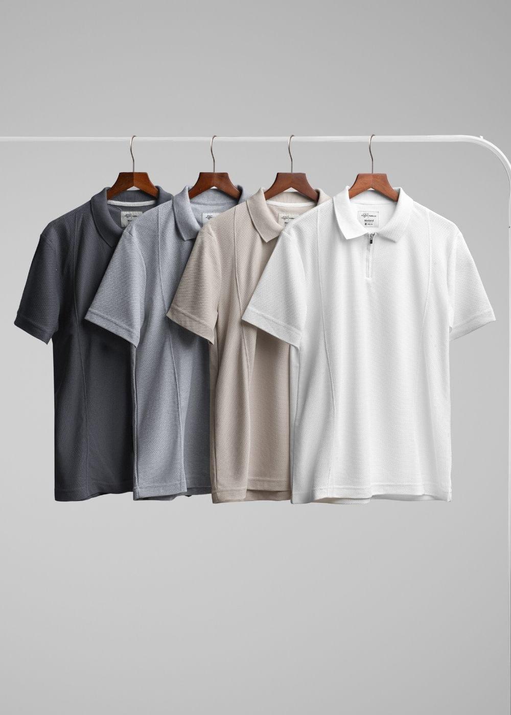 Áo Thun Polo Mesh Jacquard Thoáng Khí The Weekend 032 Xám Đậm - YaMe.vn