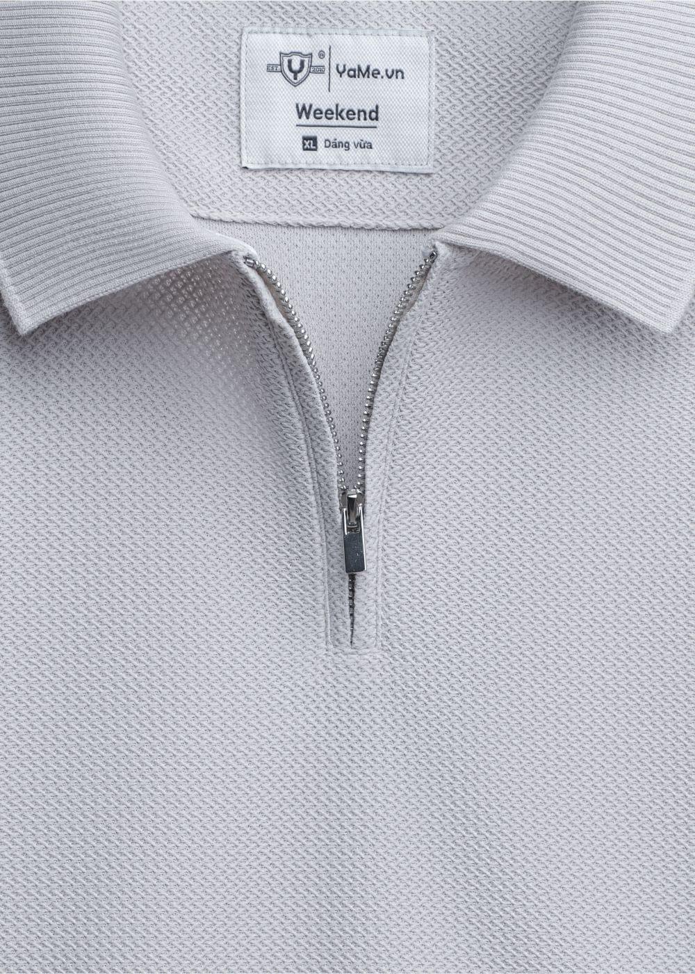 Áo Thun Polo Mesh Jacquard Thoáng Khí The Weekend 032 Xám - YaMe.vn