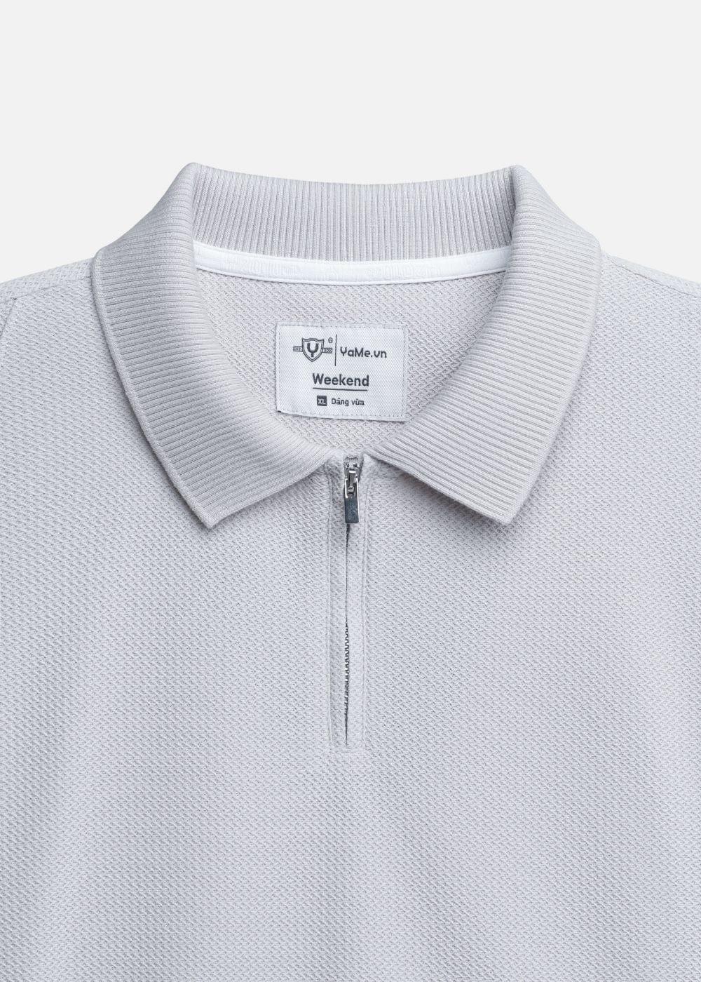 Áo Thun Polo Mesh Jacquard Thoáng Khí The Weekend 032 Xám - YaMe.vn