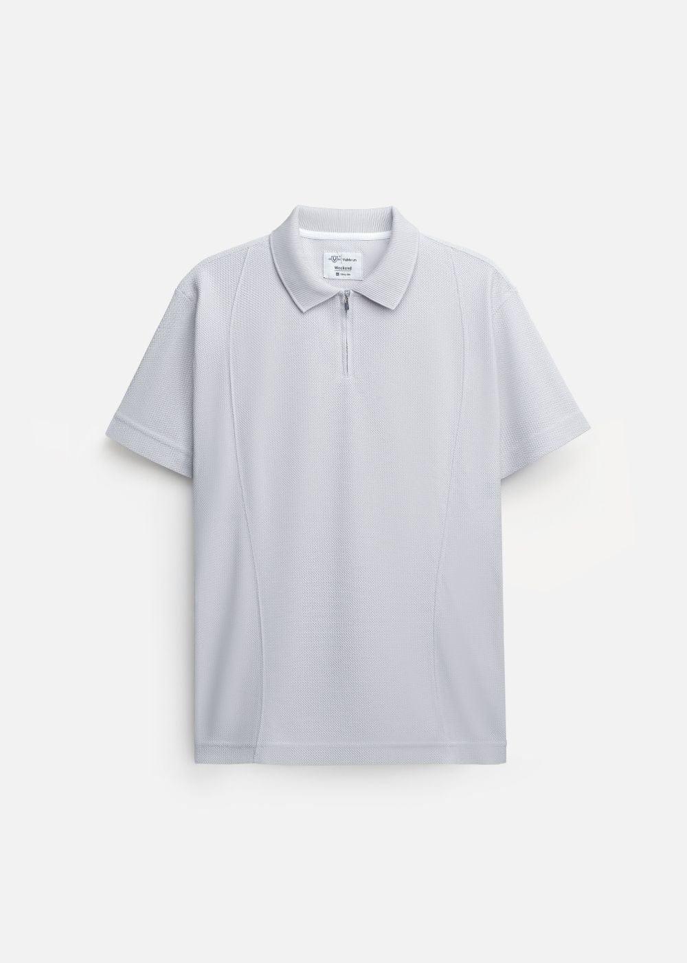 Áo Thun Polo Mesh Jacquard Thoáng Khí The Weekend 032 Xám - YaMe.vn