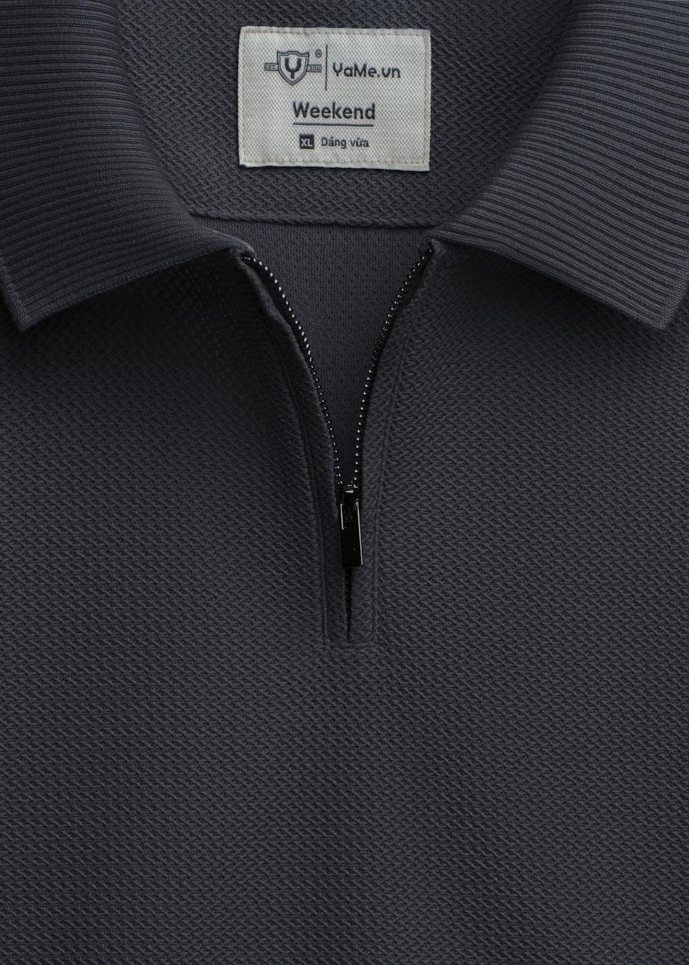 Áo Thun Polo Mesh Jacquard Thoáng Khí The Weekend 032 Xám Đậm - YaMe.vn