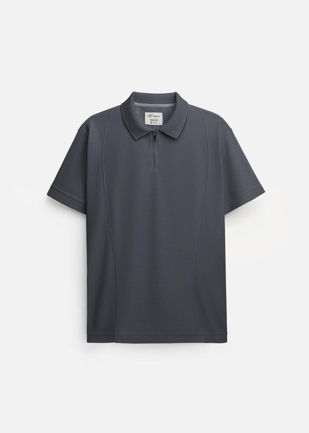 Áo Thun Polo Mesh Jacquard Thoáng Khí The Weekend 032 Xám Đậm - YaMe.vn