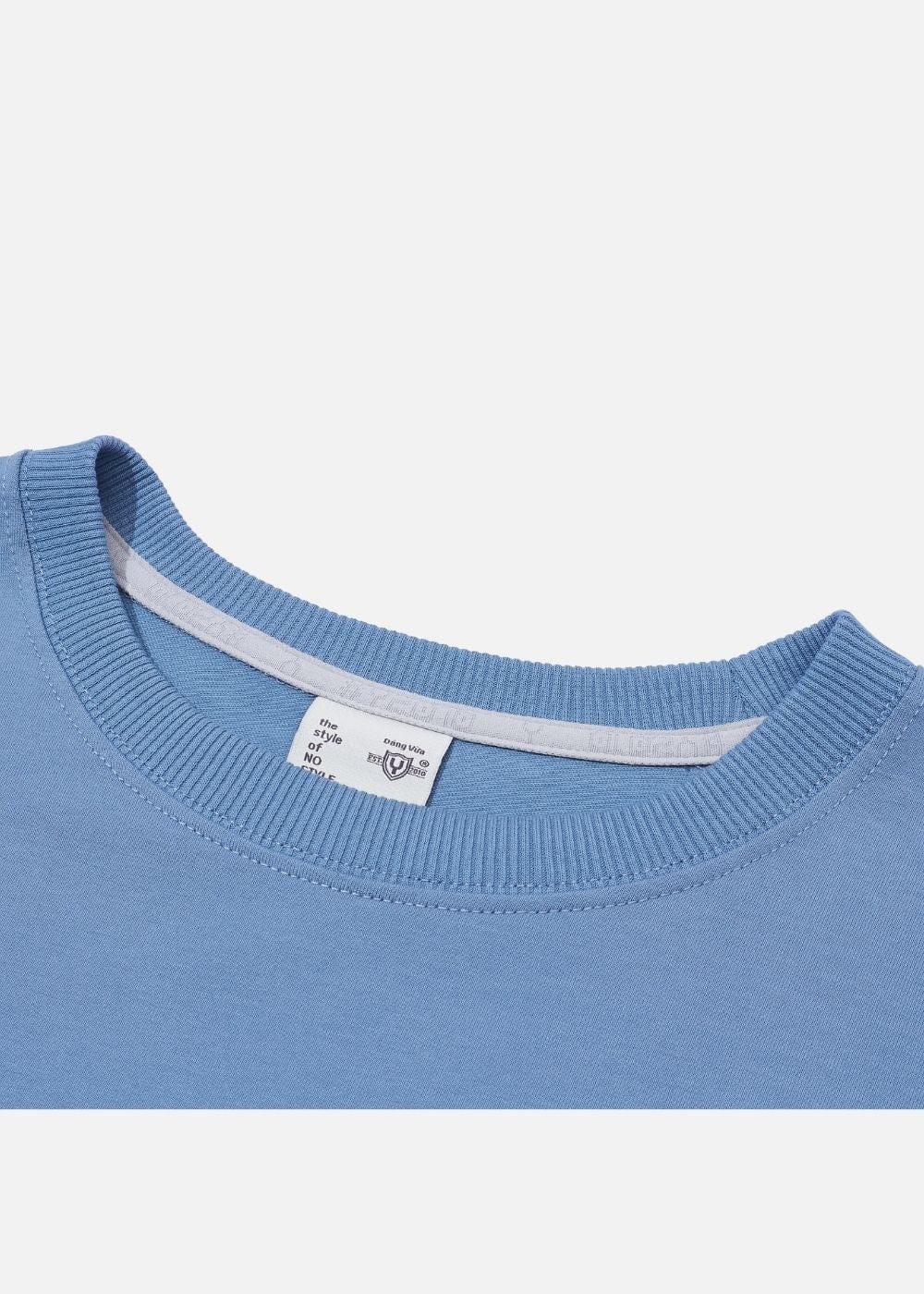 Áo Thun Sweater Cotton Co Giãn No Style M19 Xanh Dương Nhạt - YaMe.vn