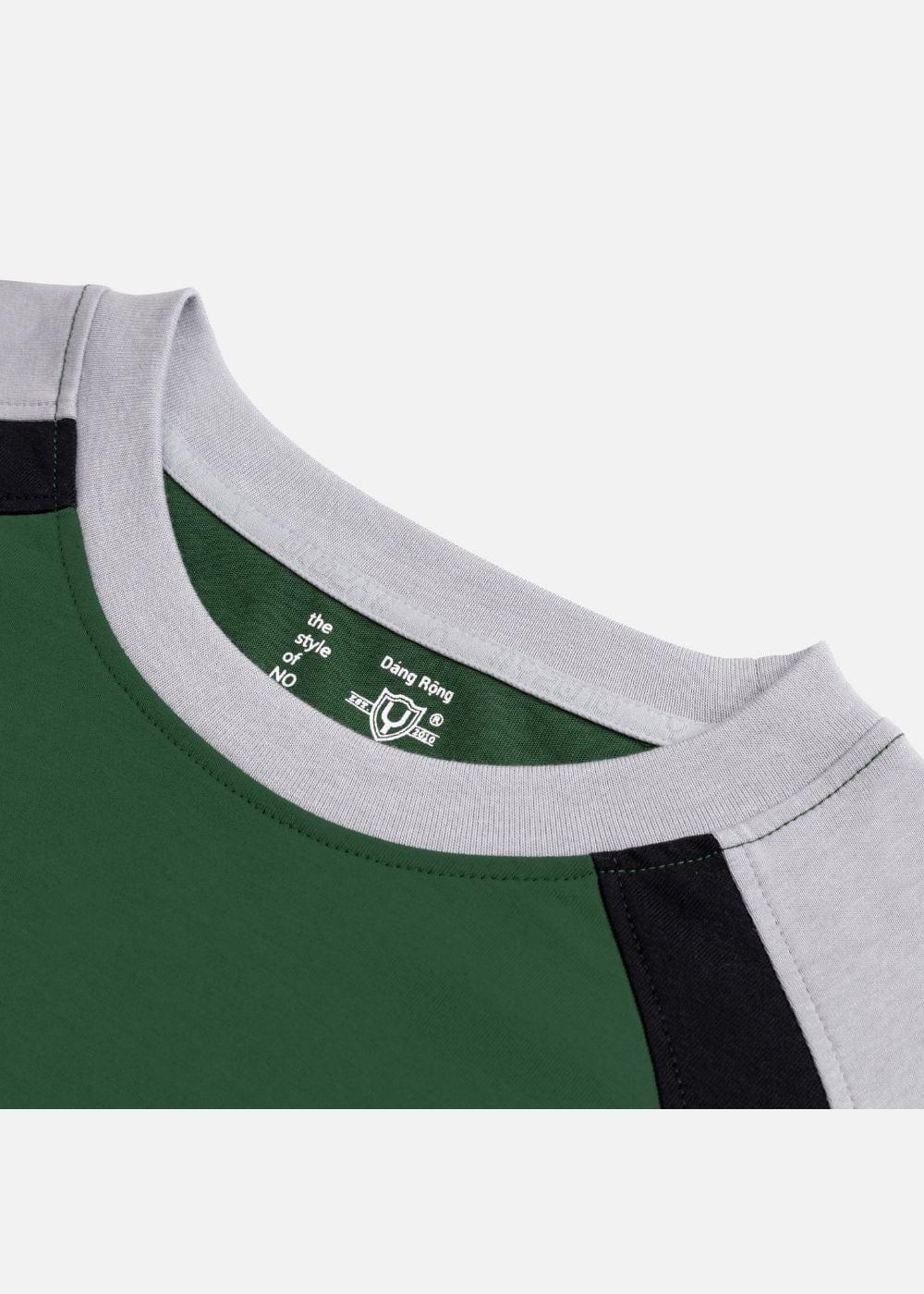 Áo Thun Cotton Mềm Mịn Phối Màu No Style M3 Xanh Lá Đậm - YaMe.vn