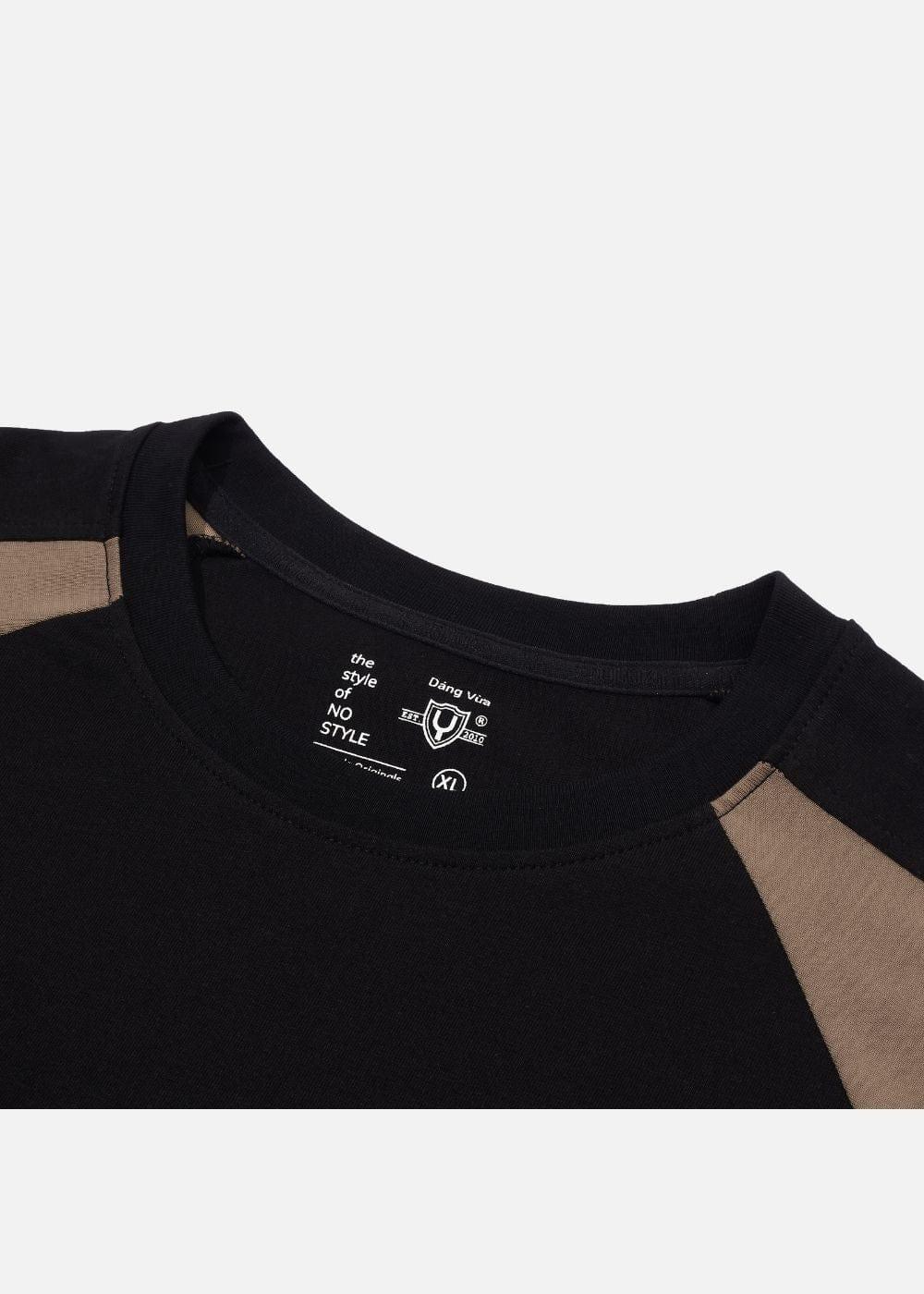 Áo Thun Raglan Cotton Phối Màu No Style M5 Đen Nâu - YaMe.vn