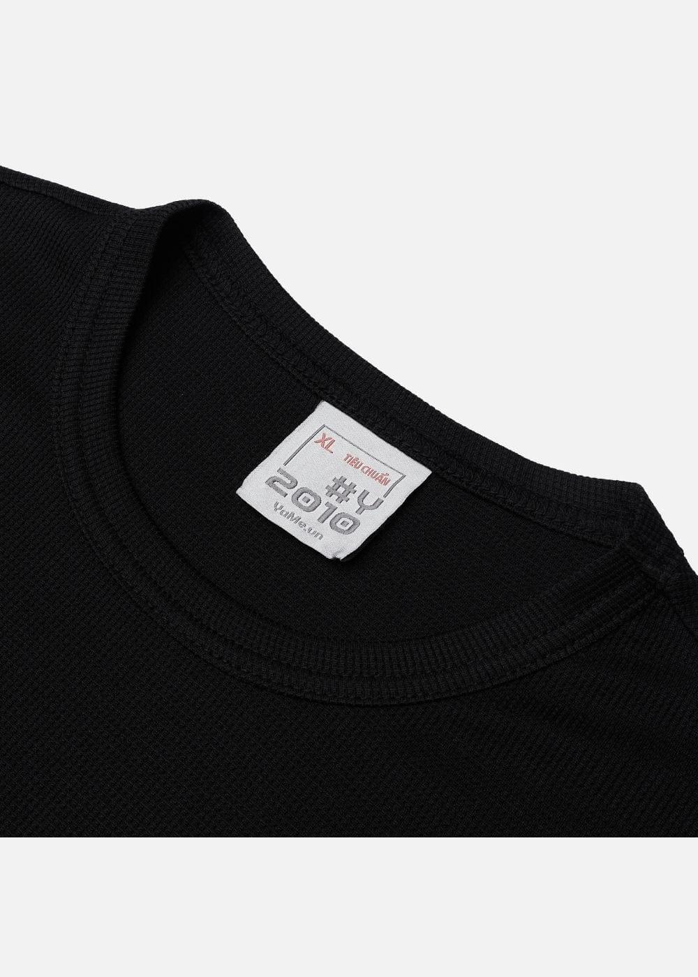 Áo Thun Waffle Thoáng Mát Non Branded 01 Đen - YaMe.vn