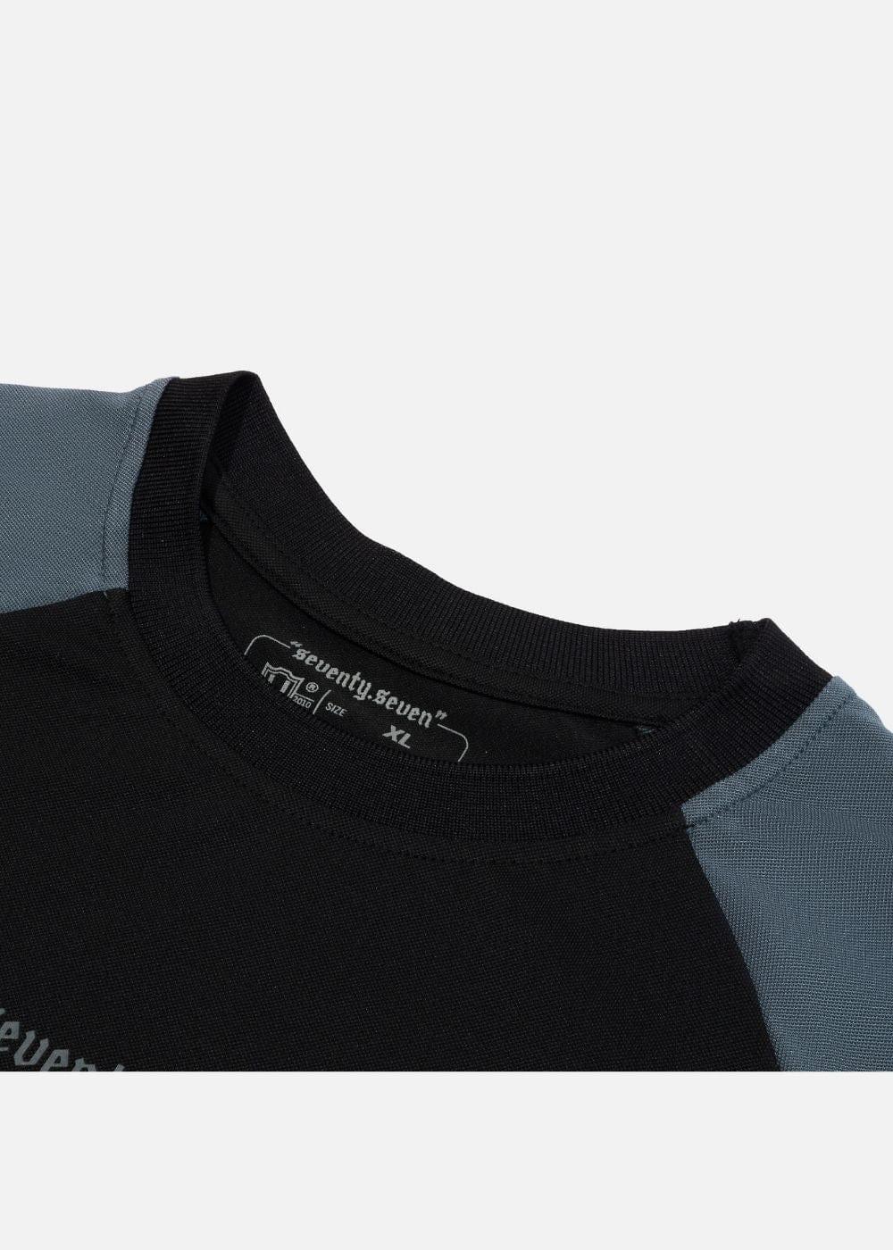 Áo Thun Raglan Phối Màu Seventy Seven 03 Đen Đen Xám - YaMe.vn