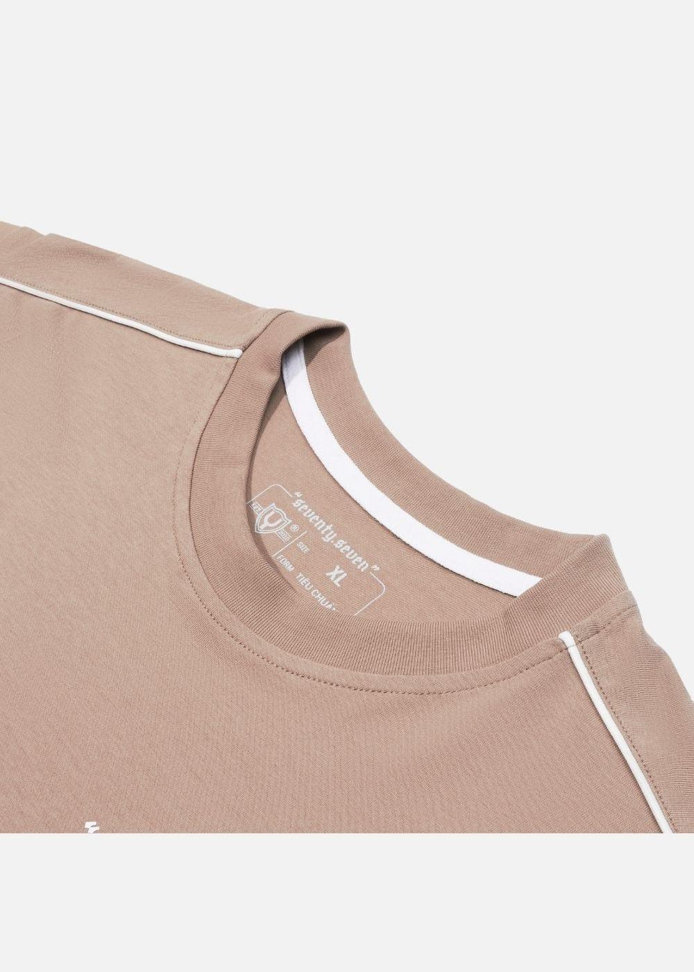 Áo Thun Cotton Line Art Co Giãn Seventy Seven 04 Nâu Đậm - YaMe.vn