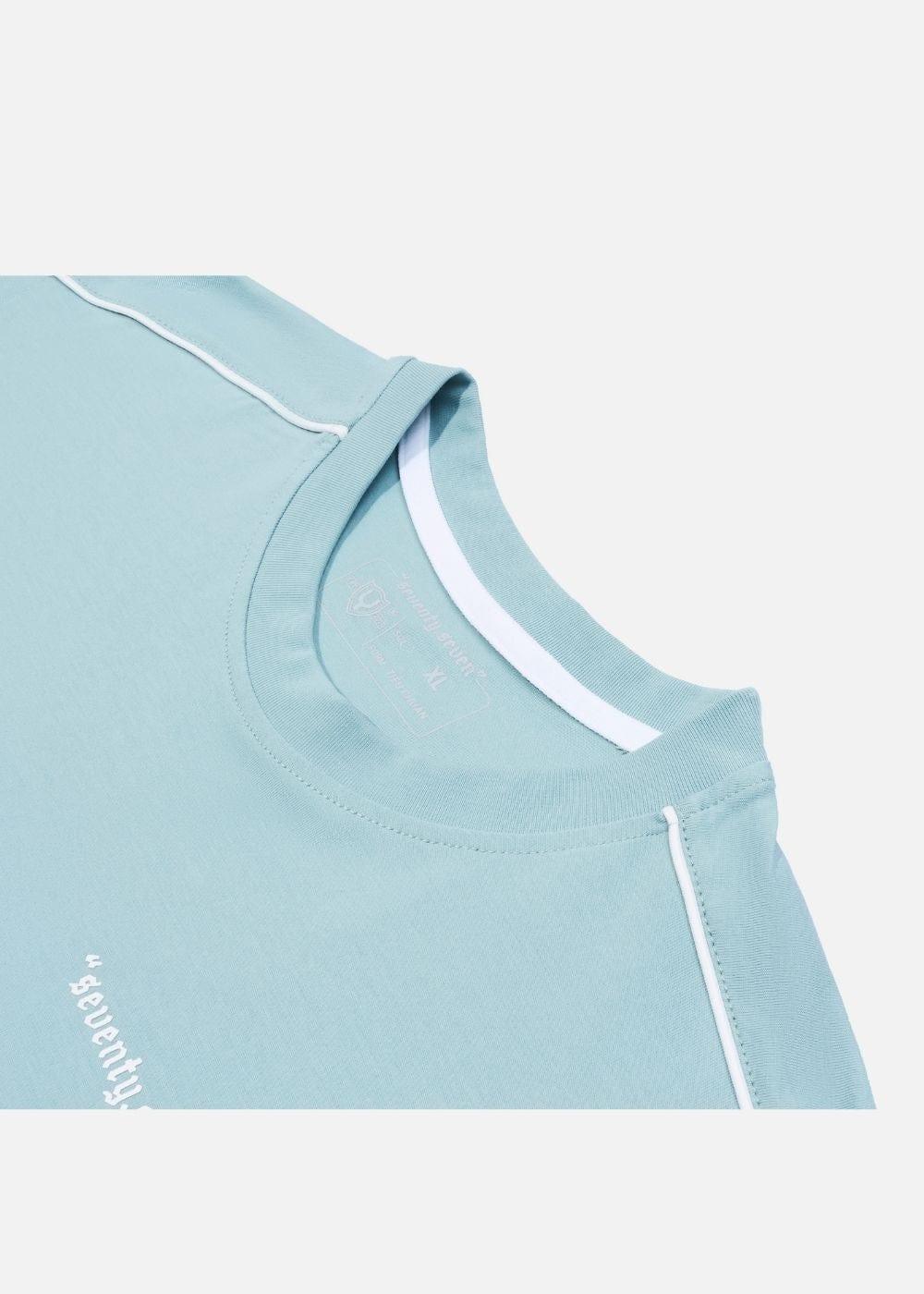 Áo Thun Cotton Line Art Co Giãn Seventy Seven 04 Xanh Ngọc Nhạt - YaMe.vn