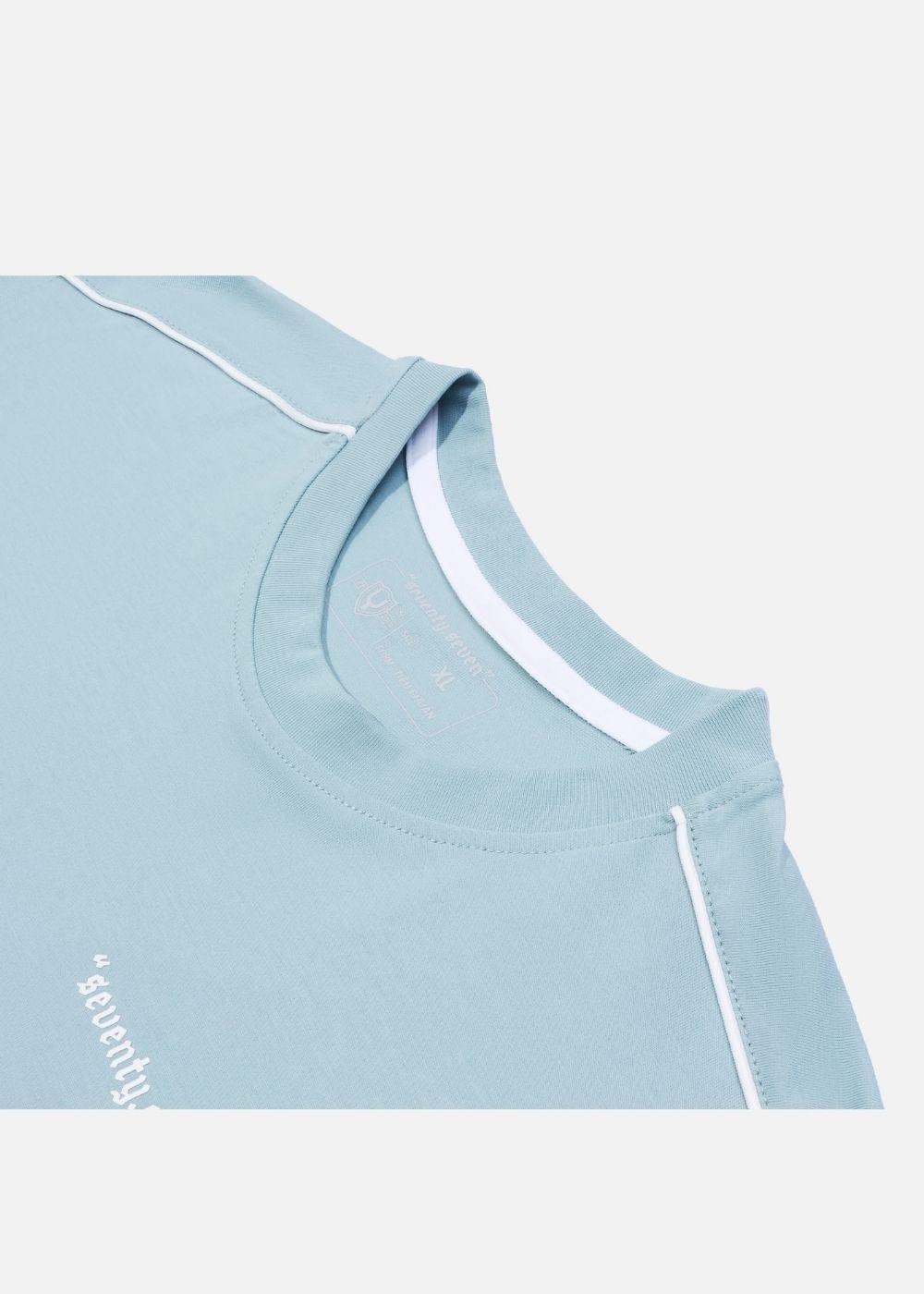 Áo Thun Cotton Line Art Co Giãn Seventy Seven 04 Xanh Dương - YaMe.vn