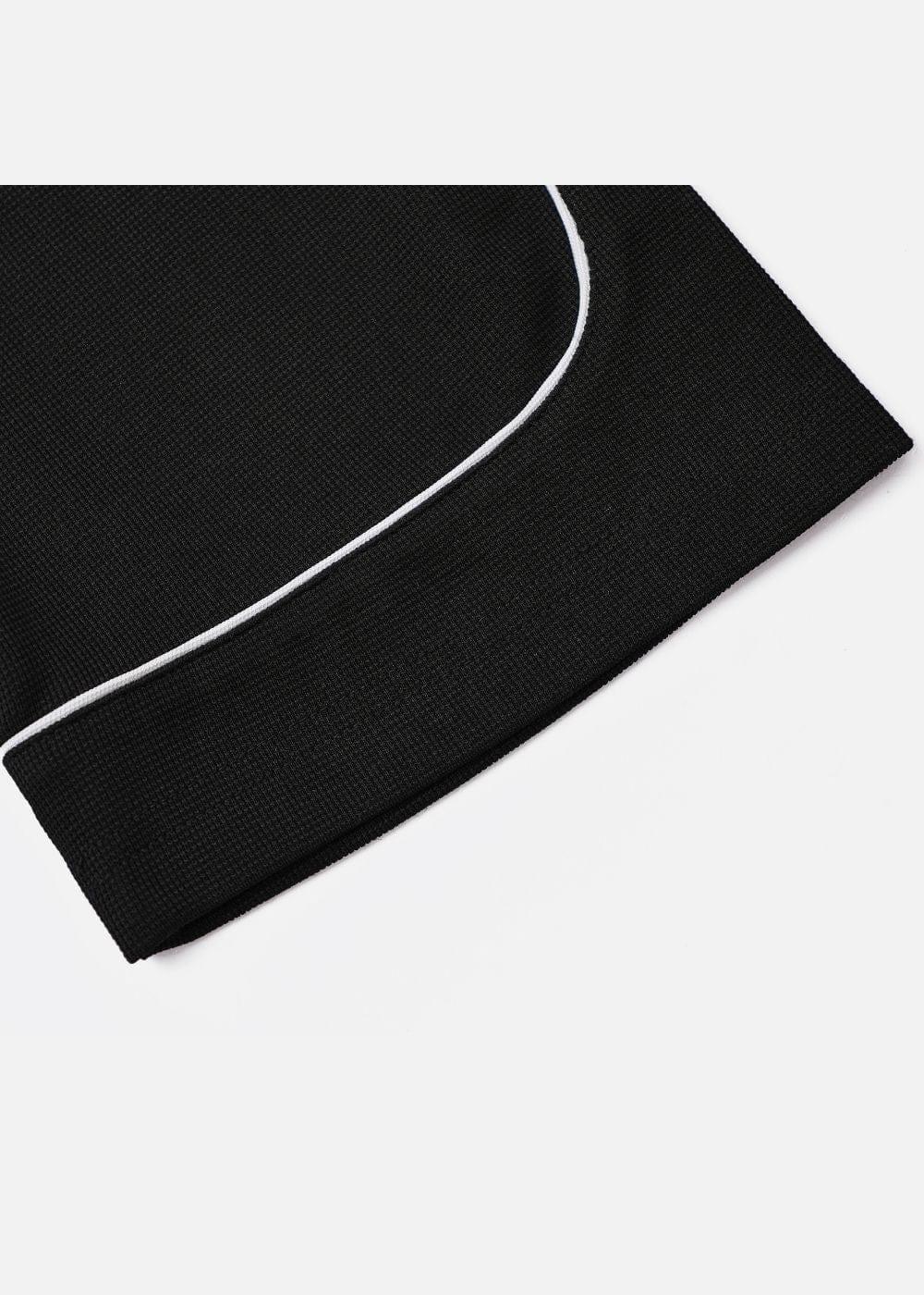 Áo Thun Waffle Co Giãn Seventy Seven 42 Đen - YaMe.vn