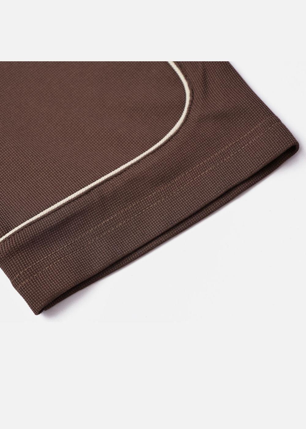 Áo Thun Waffle Co Giãn Seventy Seven 42 Nâu Đậm - YaMe.vn