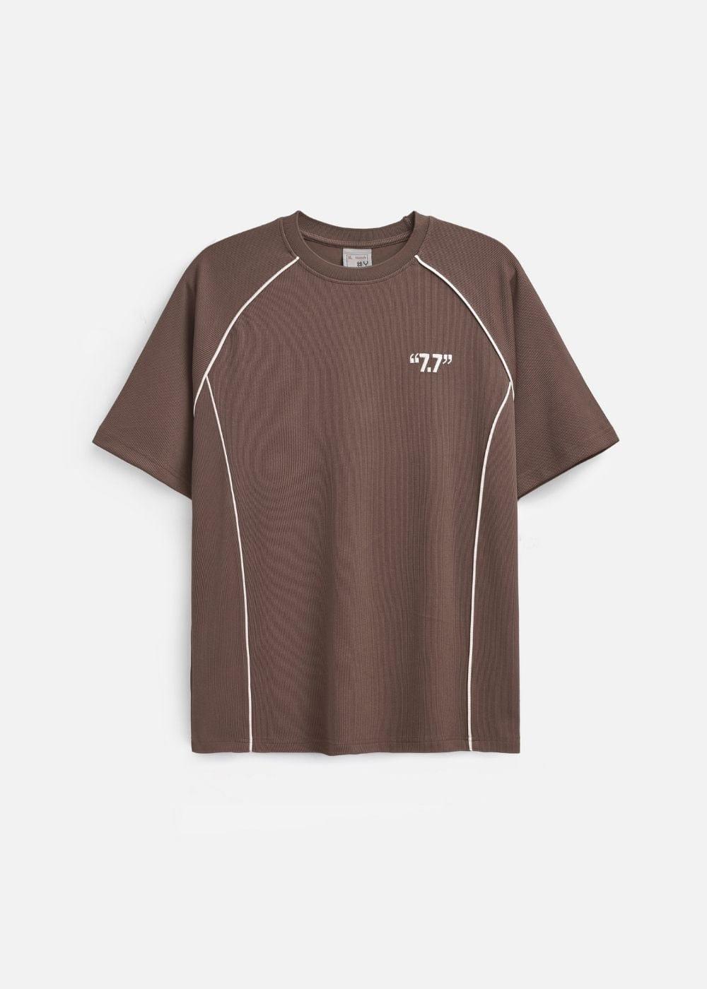 Áo Thun Ribbing Mềm Mại Bền Bỉ Seventy Seven 43 Nâu - YaMe.vn