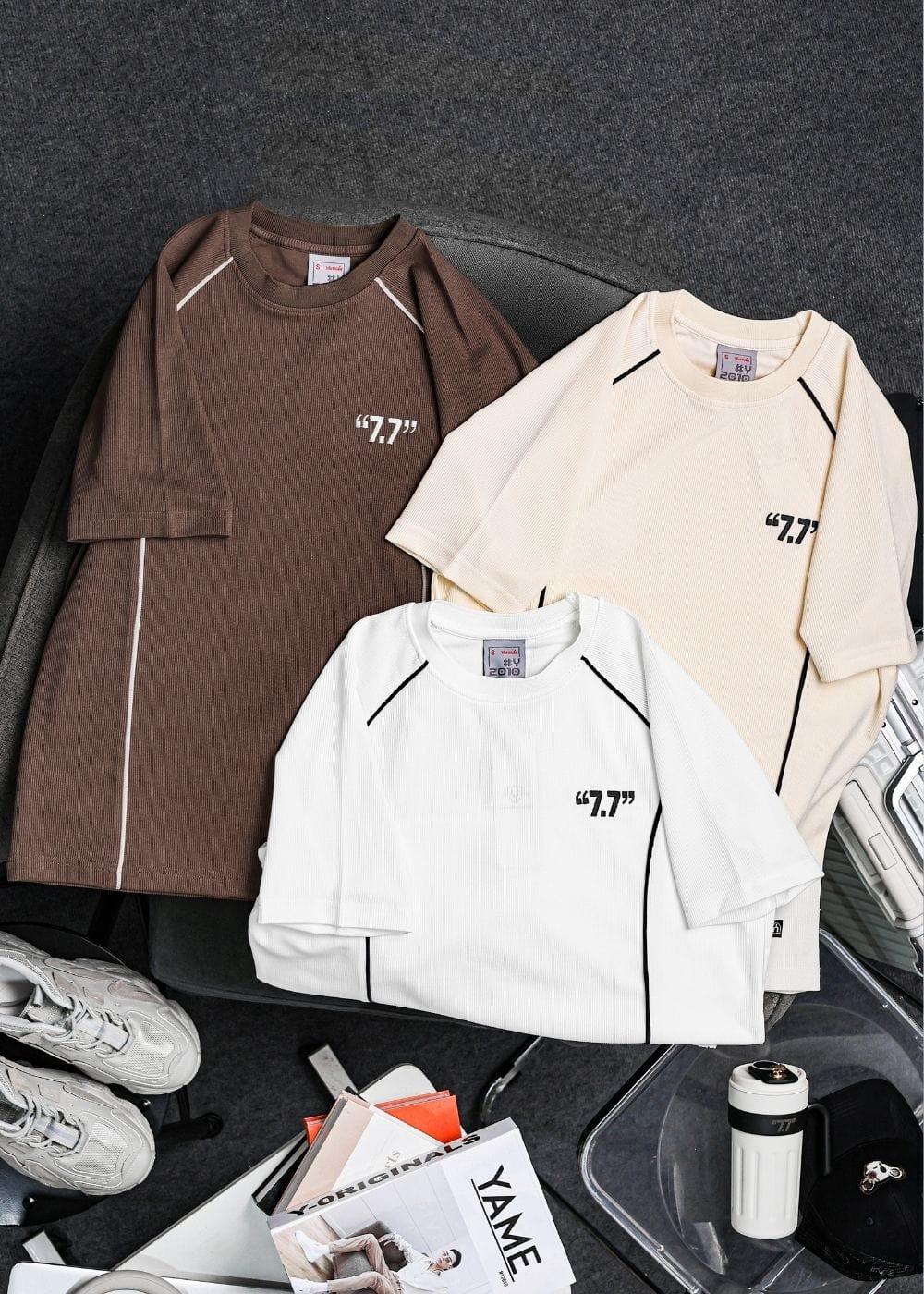 Áo Thun Ribbing Mềm Mại Bền Bỉ Seventy Seven 43 Trắng - YaMe.vn