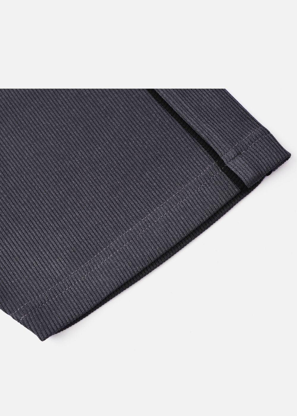 Áo Thun Tay Ngắn Vải Ribbing Co Giãn Seventy Seven 45 Xám Đậm - YaMe.vn