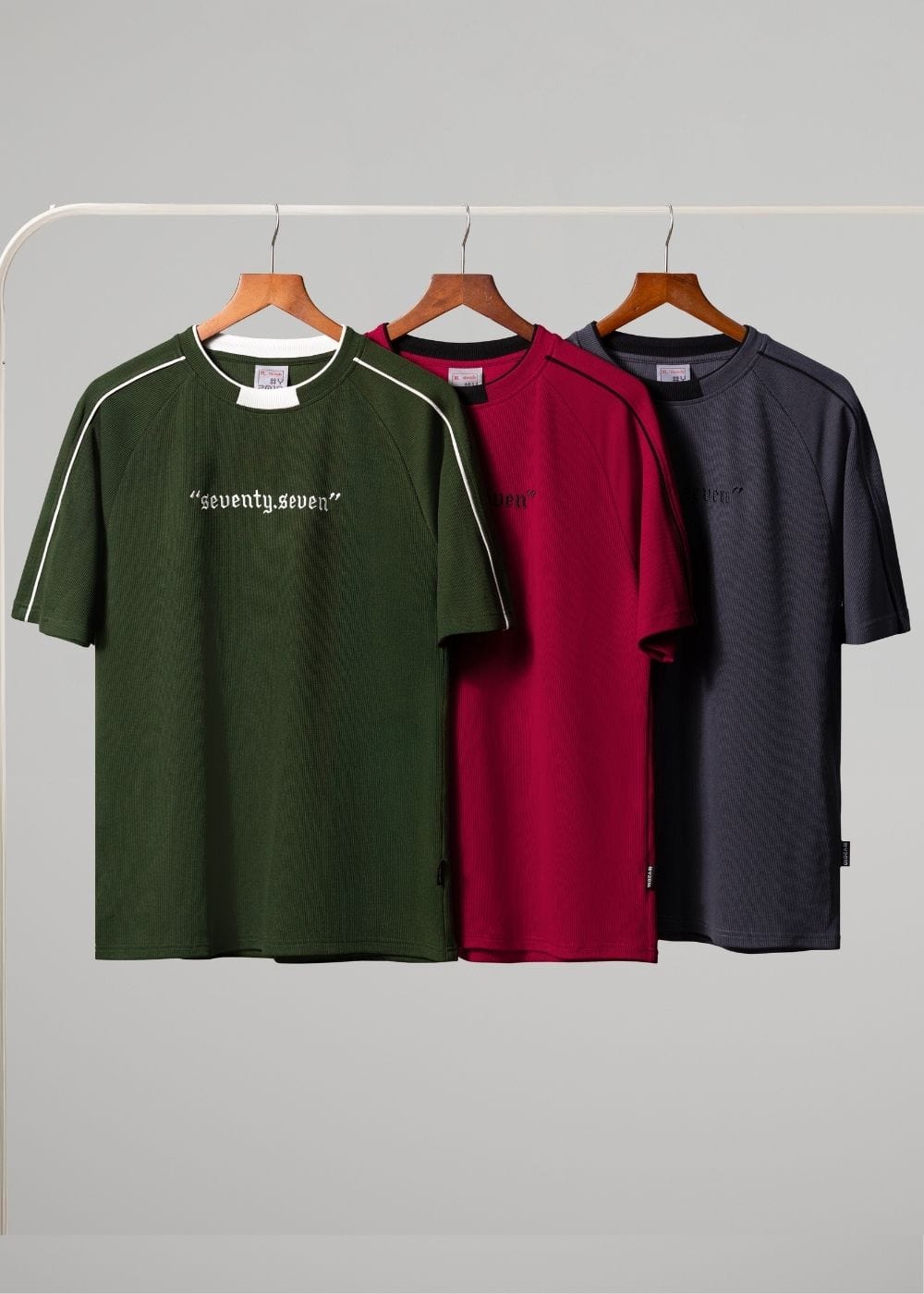 Áo Thun Cổ Tròn Tay Ngắn Áo Thun Seventy Seven 45 Xanh Rêu